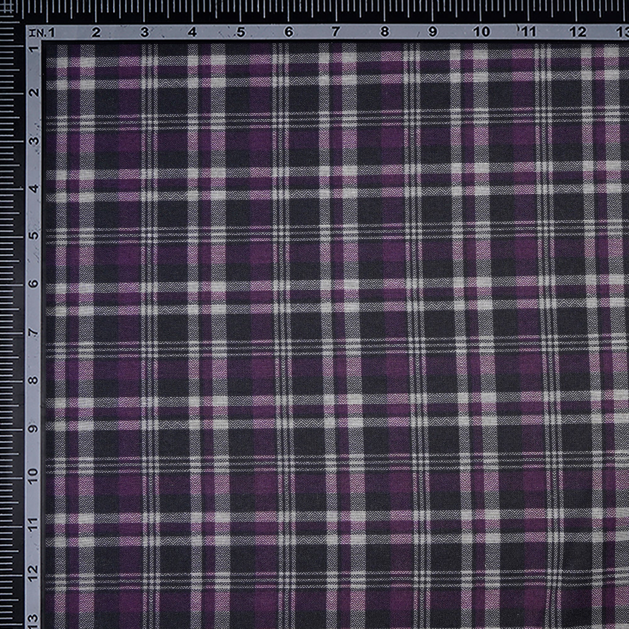 Purple-Black Check Pattern Premium Men's Collection Printed Stretch Roma Fabric (60" Width)
