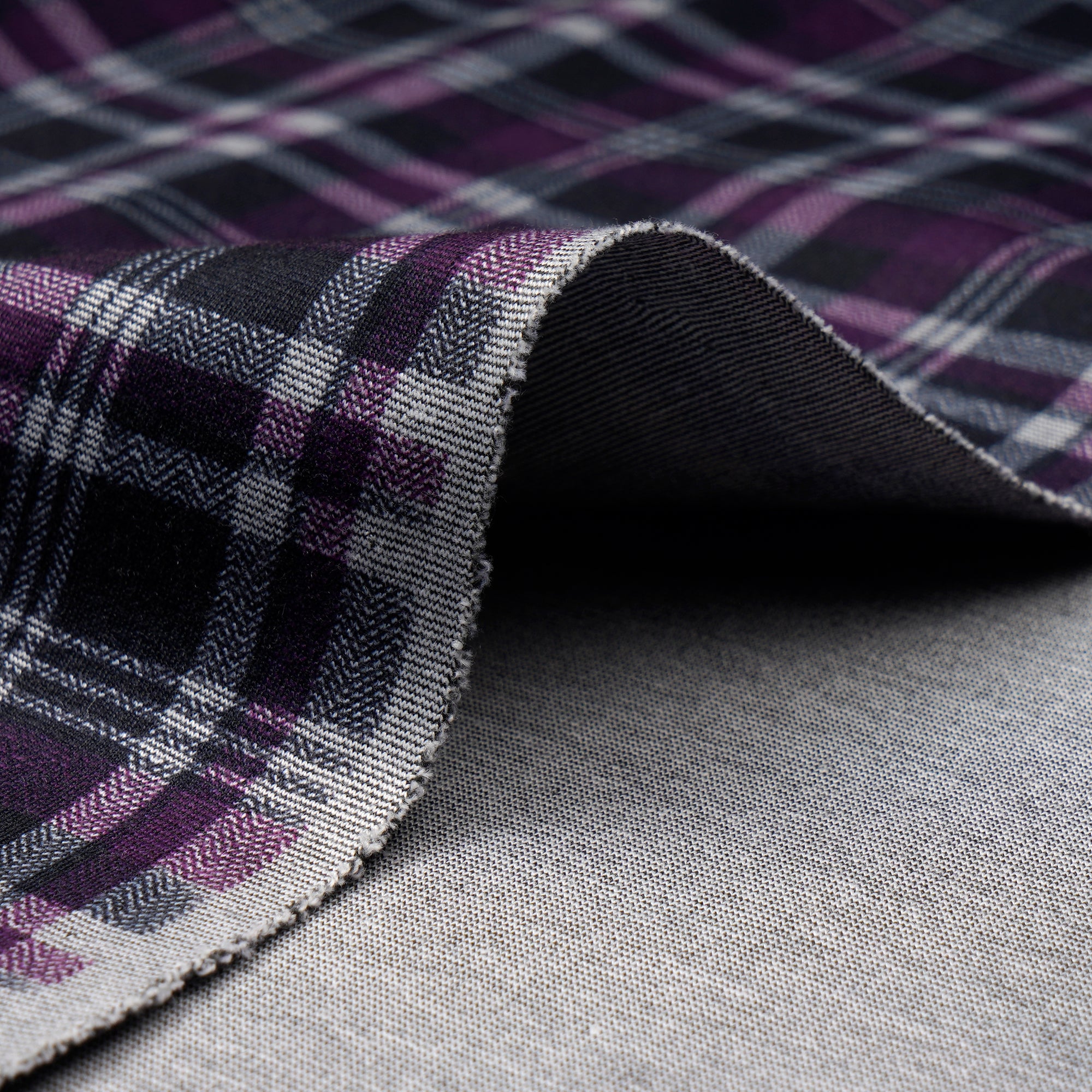 Purple-Black Check Pattern Premium Men's Collection Printed Stretch Roma Fabric (60" Width)