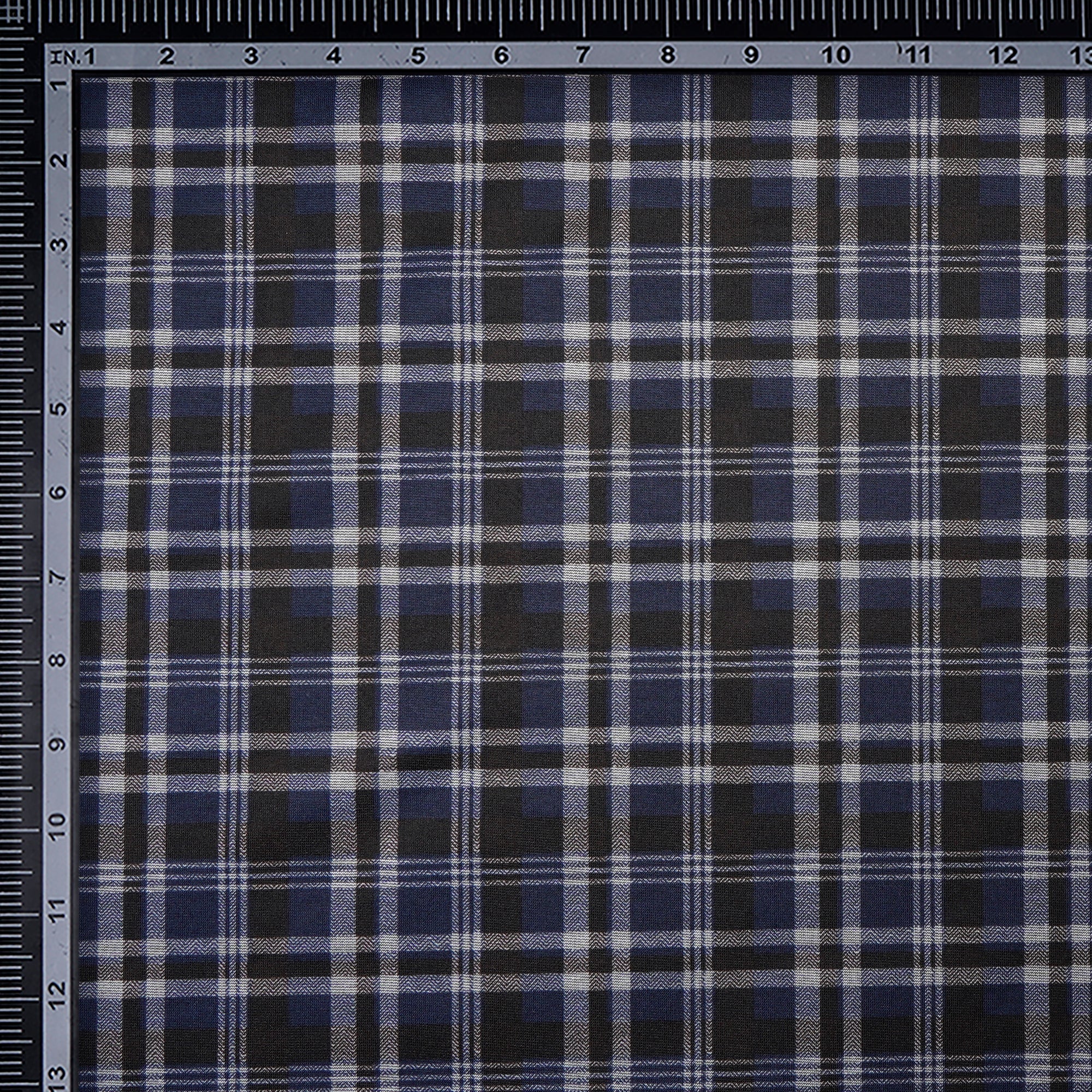 Blue-Black Check Pattern Premium Men's Collection Printed Stretch Roma Fabric (60" Width)