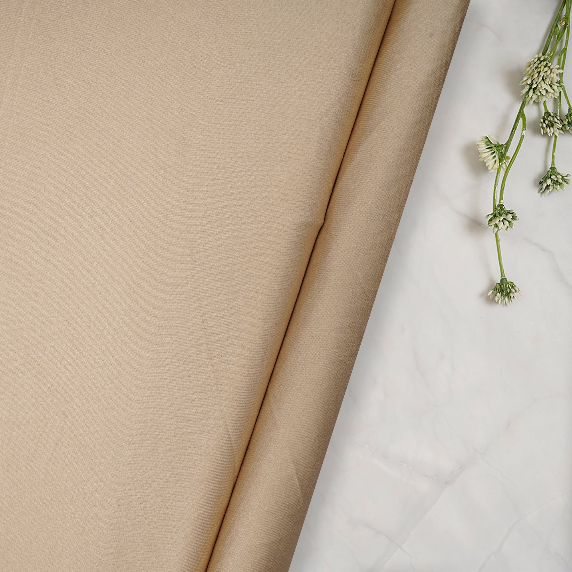 Cream Solid Dyed Imported Armani Satin Fabric (60" Width)