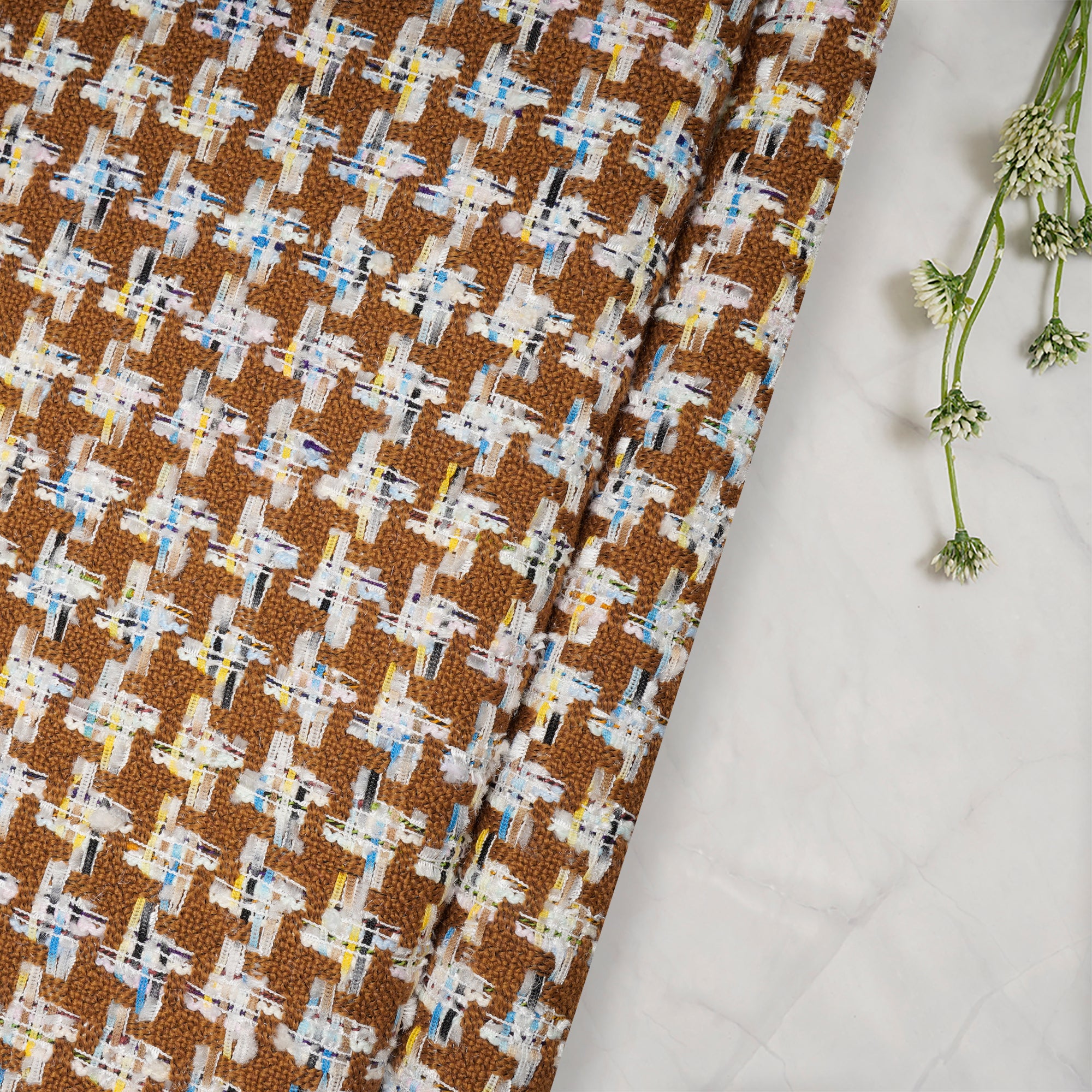Light Brown Premium Tweed Fabric (60" Width)
