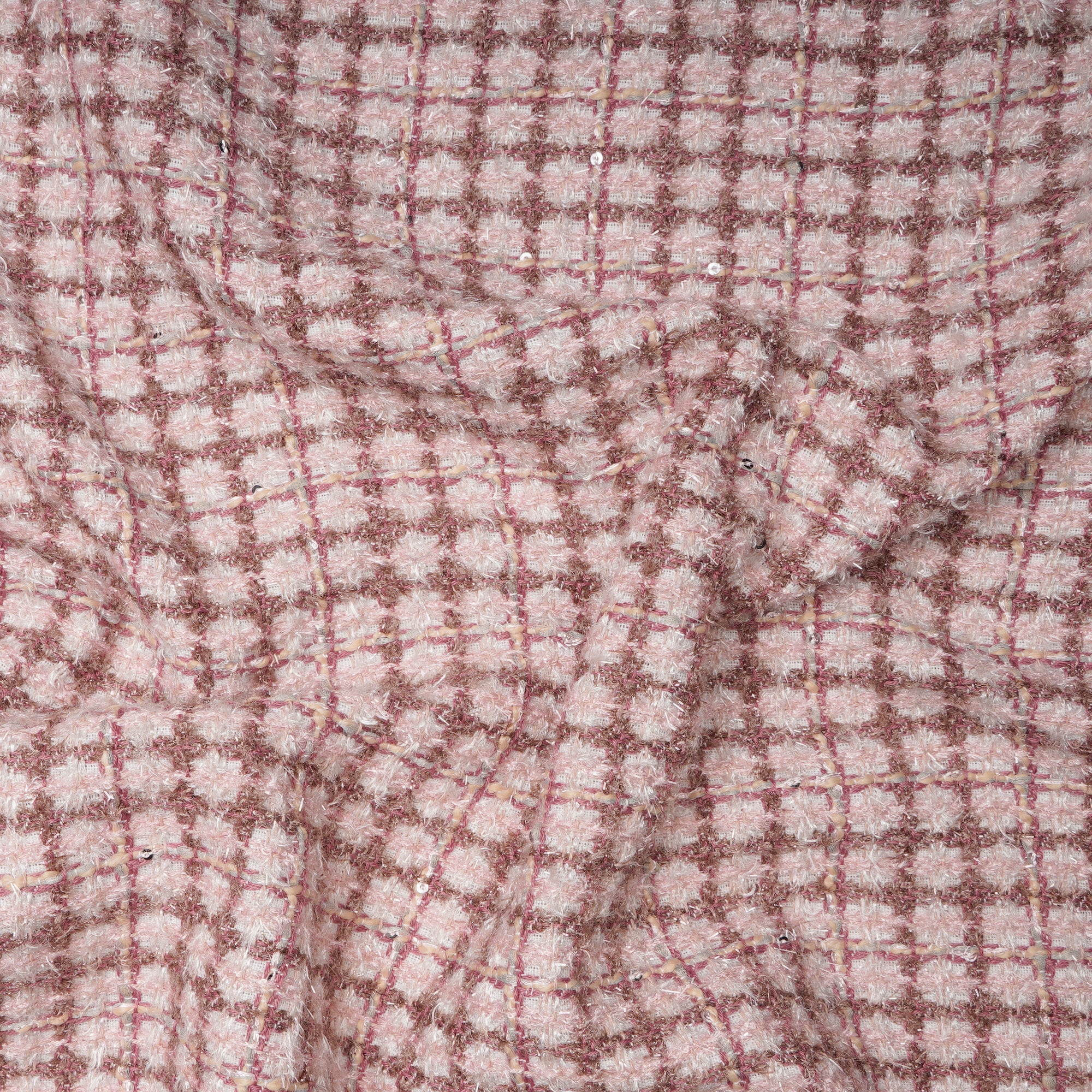 Pastel Pink Premium Shimer Tweed Fabric (60" Width)