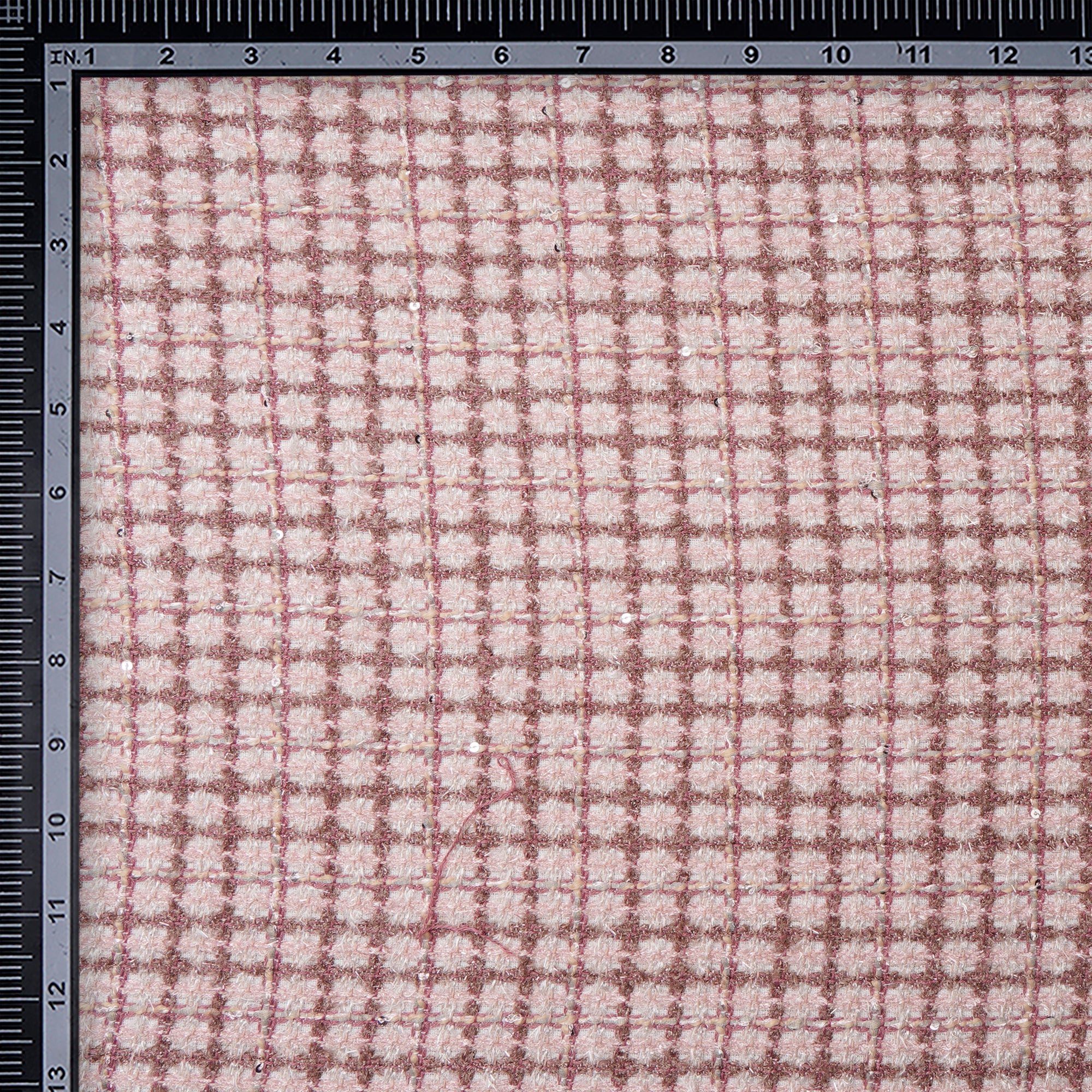 Pastel Pink Premium Shimer Tweed Fabric (60" Width)