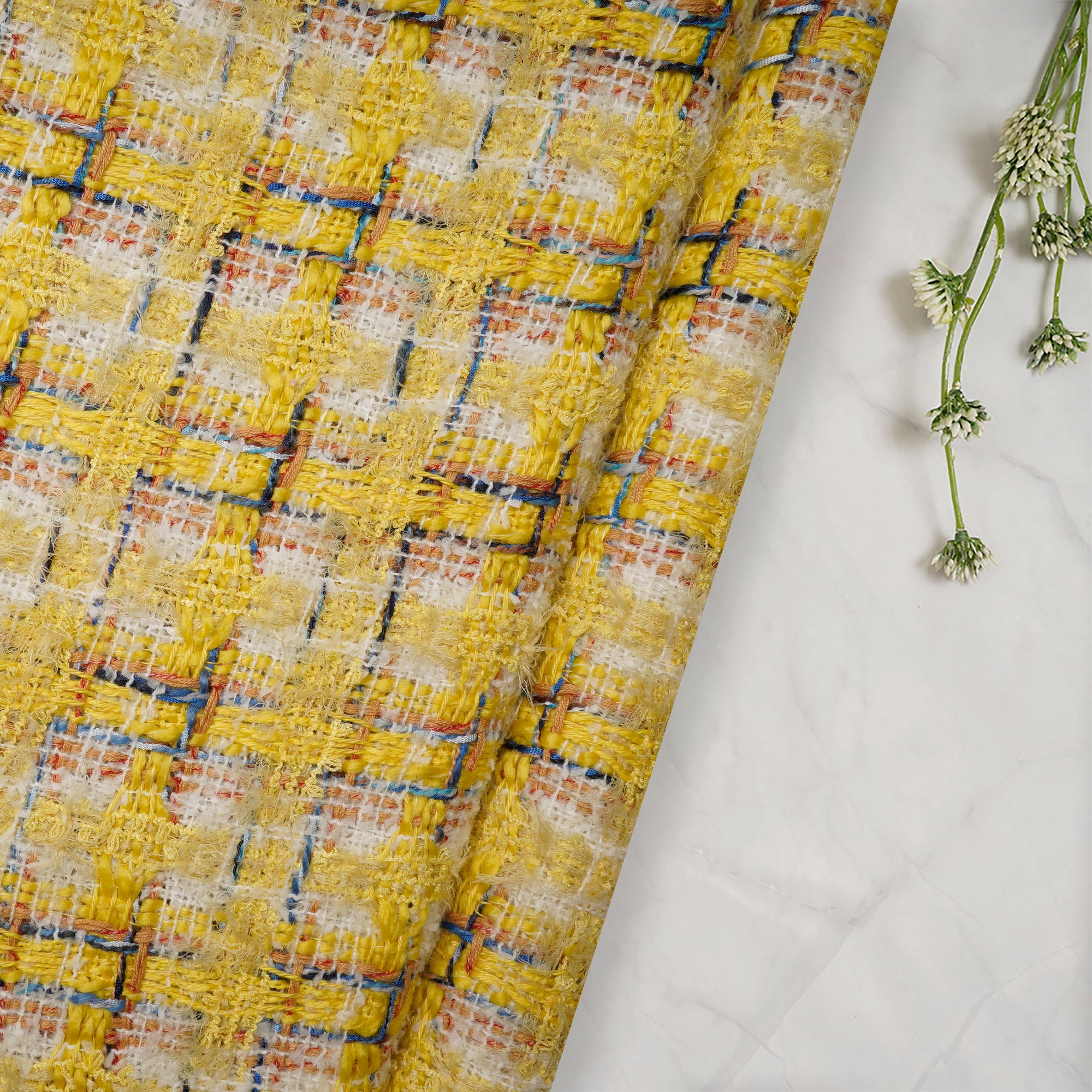 Yellow Premium Tweed Fabric (60" Width)