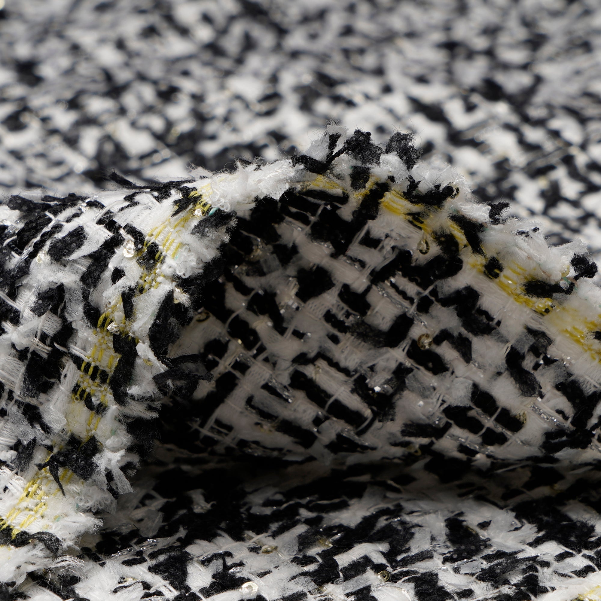 Black-White Premium Metallic Tweed Fabric (60" Width)