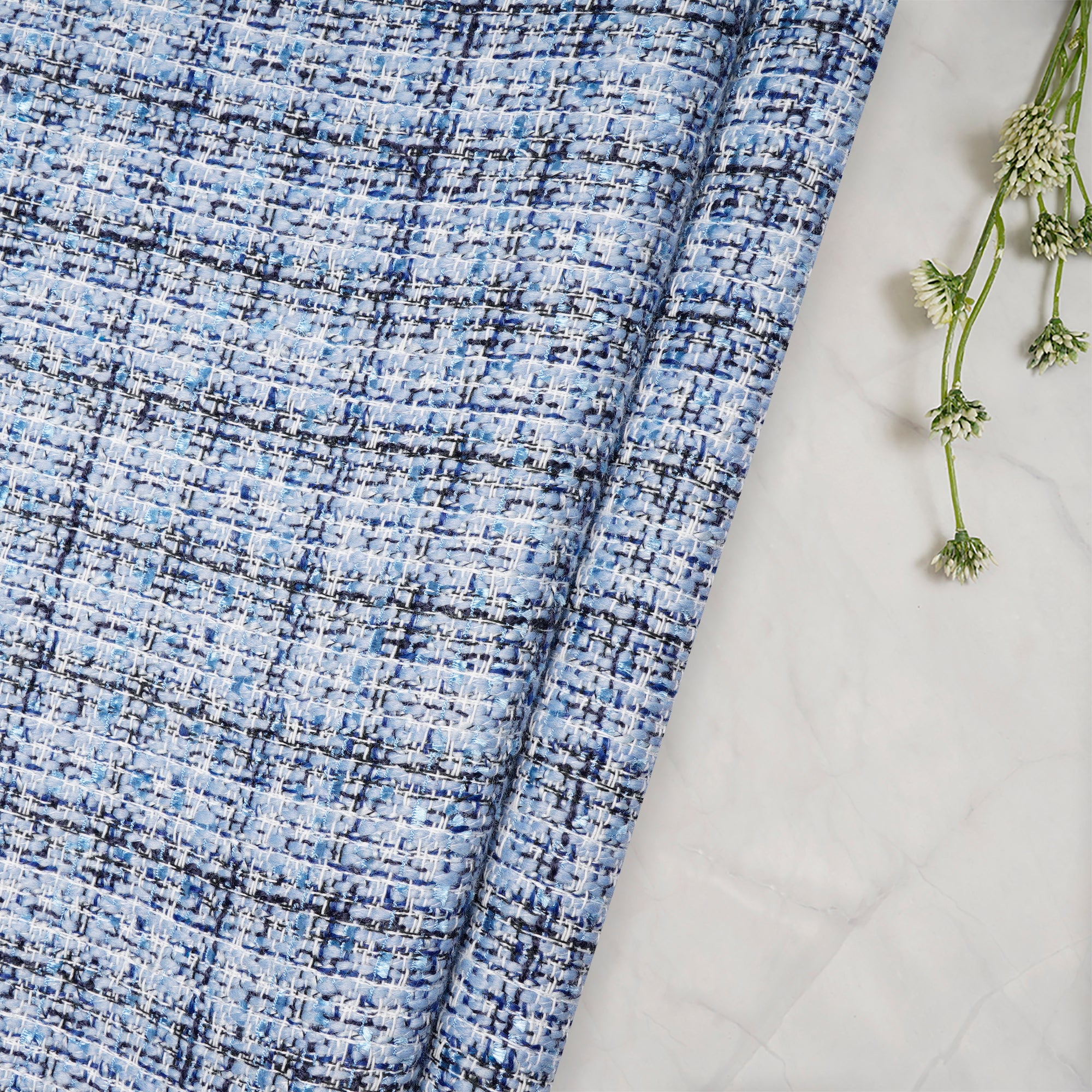 Light Blue Premium Tweed Fabric (60" Width)