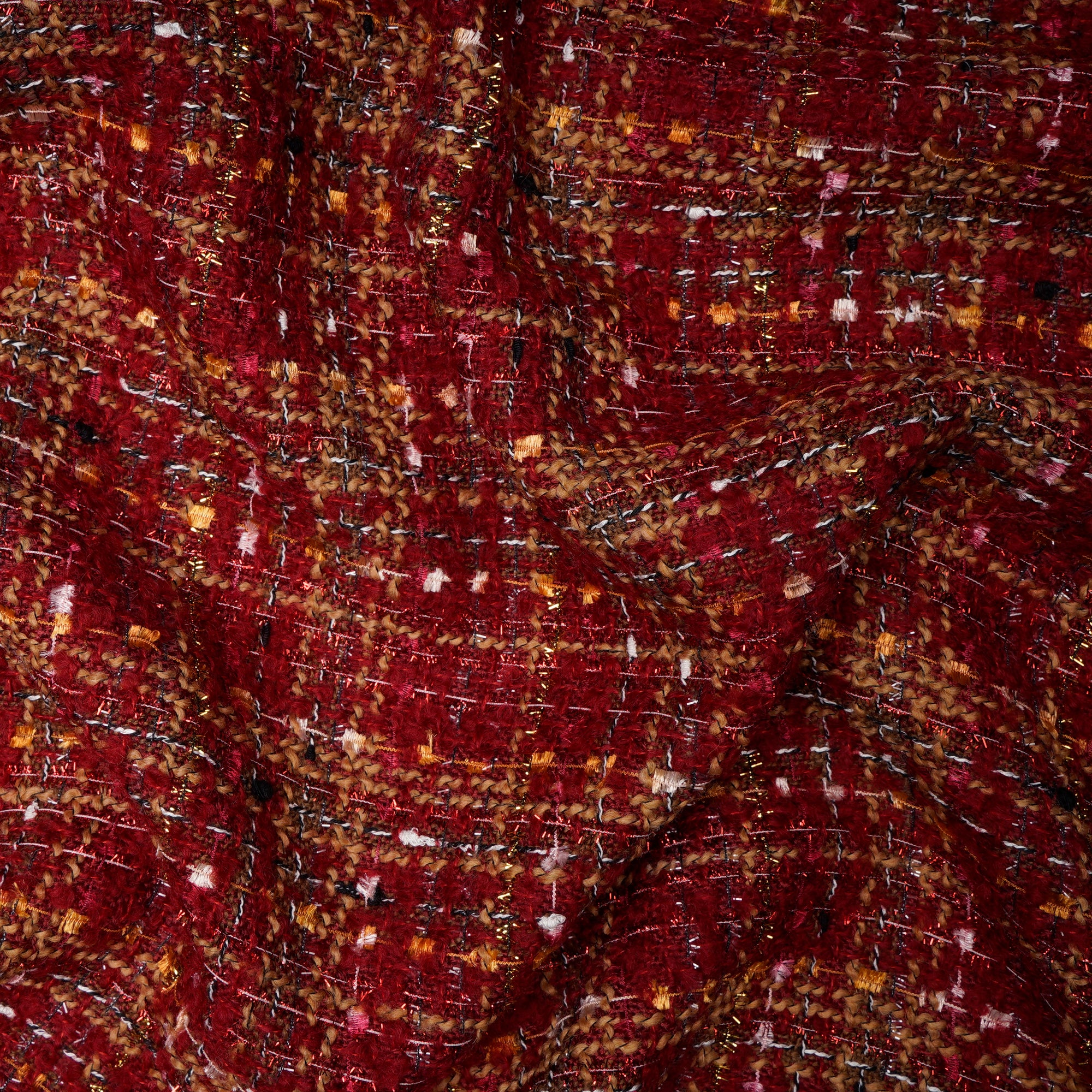 Red Premium Metallic Tweed Fabric (60" Width)