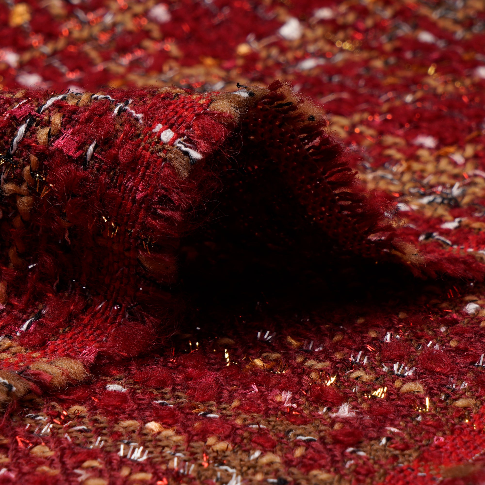 Red Premium Metallic Tweed Fabric (60" Width)