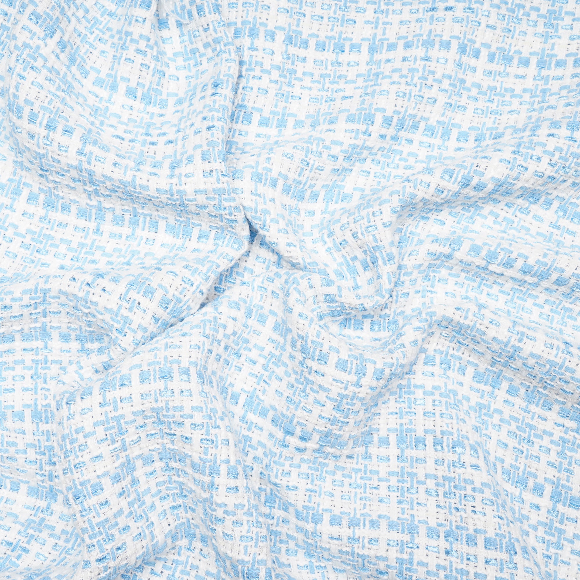 White-Blue Premium Tweed Fabric (60" Width)
