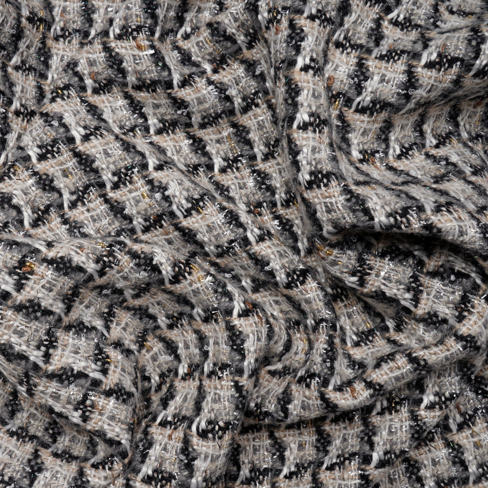 Black-Grey Premium Metallic Tweed Fabric (60" Width)