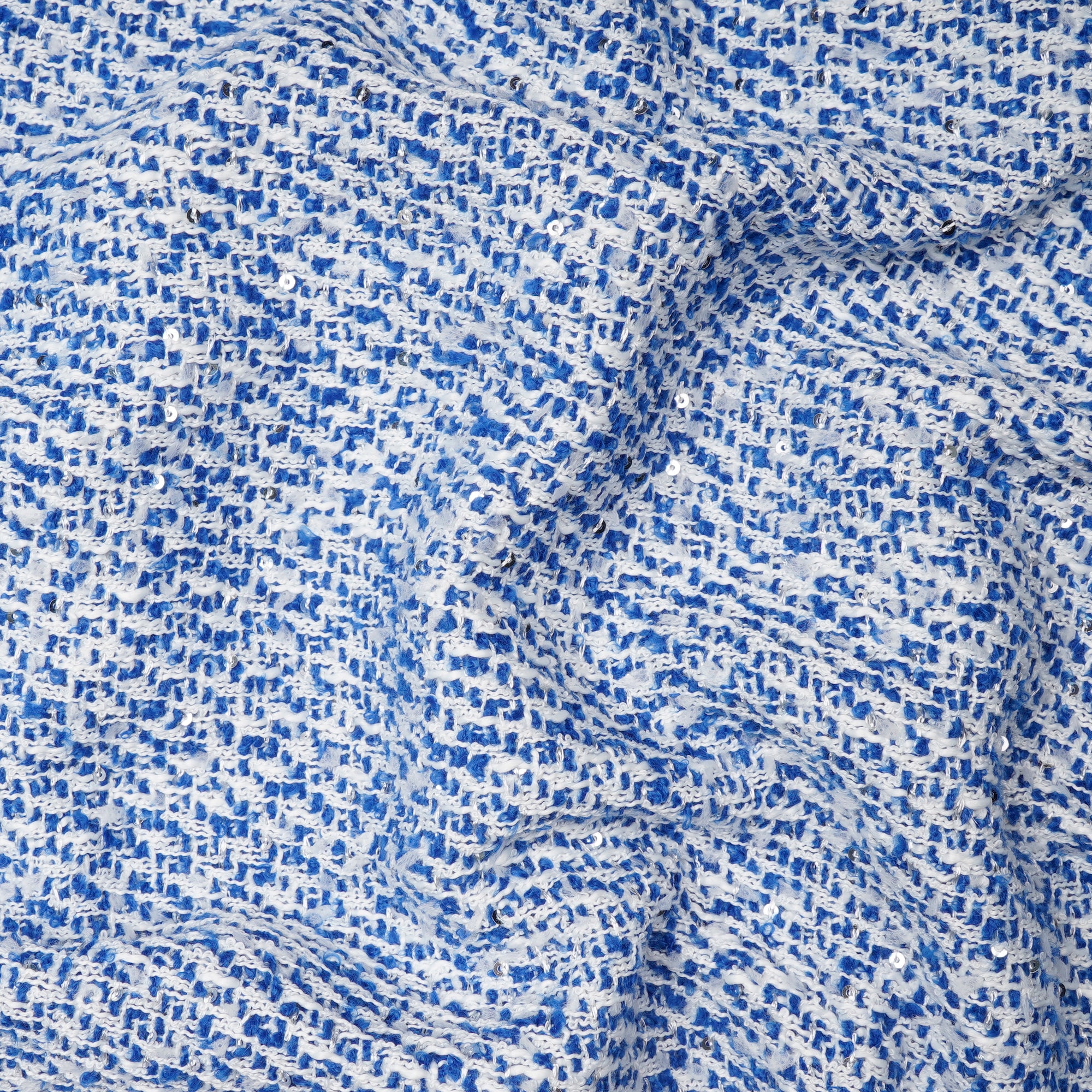 Blue Premium Sequins Tweed Fabric (60" Width)