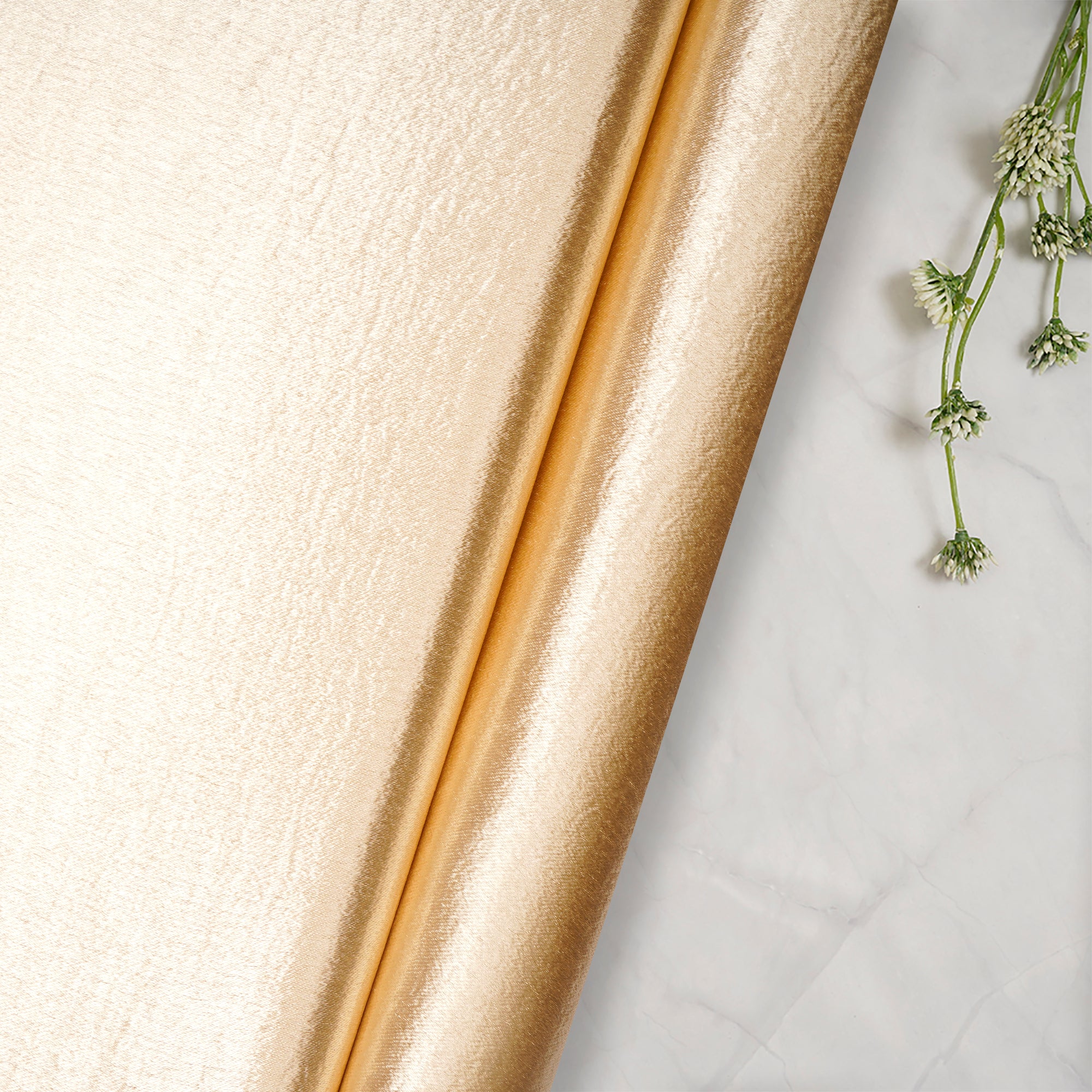 Cream Solid Dyed Imported Lido Satin Fabric (60" Width)