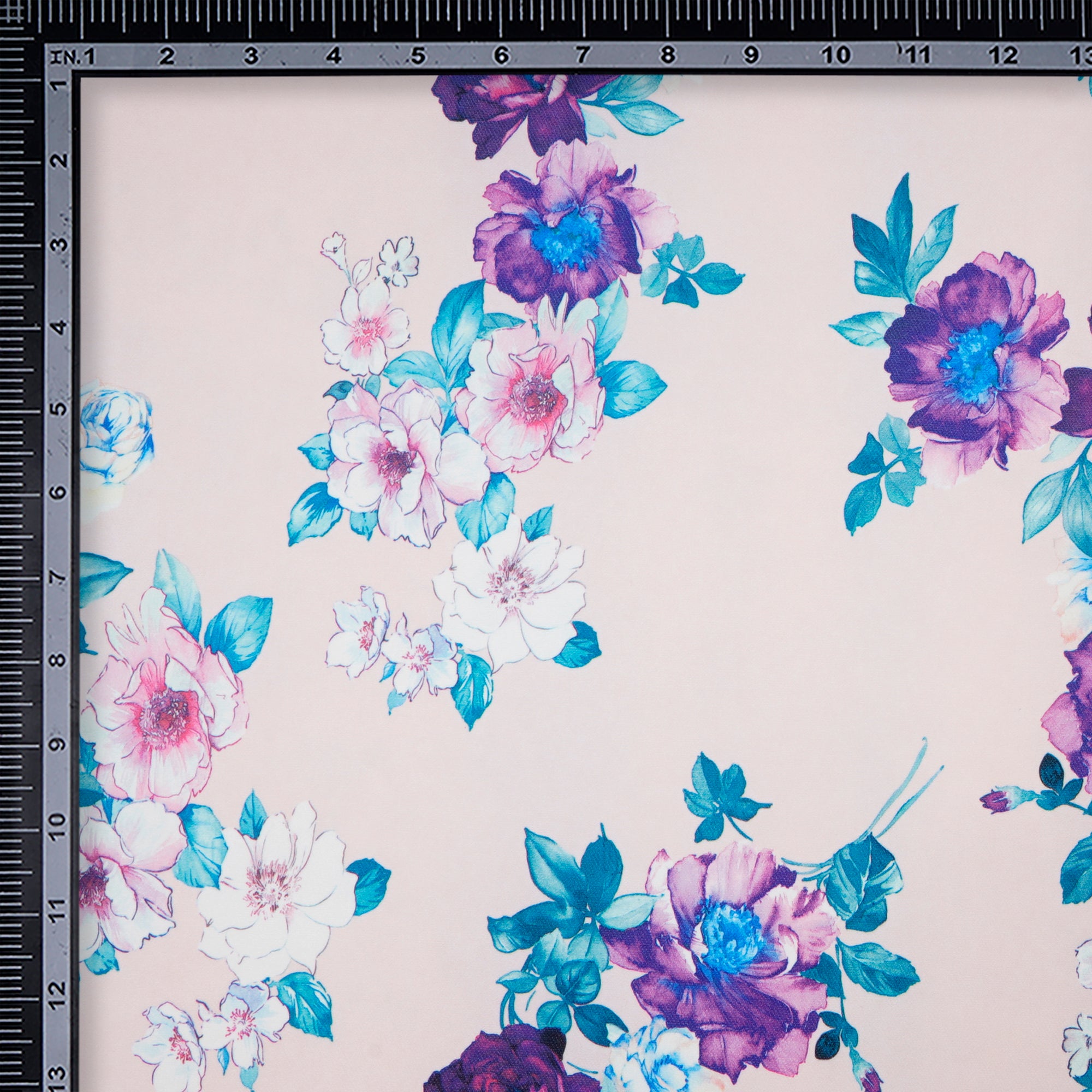 Baby Pink Floral Pattern Imported Digital Printed Banana Crepe Fabric (60" Width)