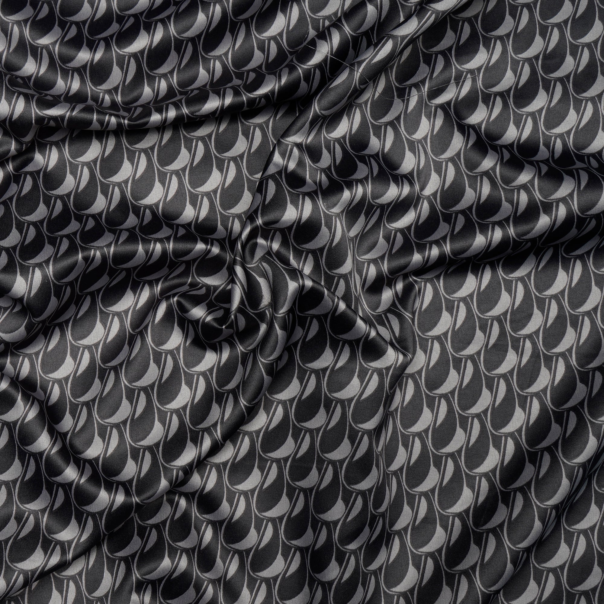 Grey All Over Pattern Digital Print Imported Armani Satin Fabric (60" Width)