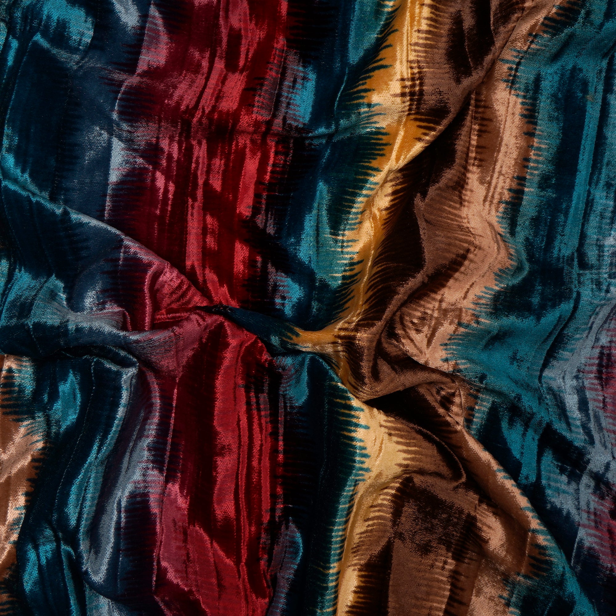 Multi Color Abstract Pattern Digital Print Imported Polyester Velvet Fabric (44" Width)