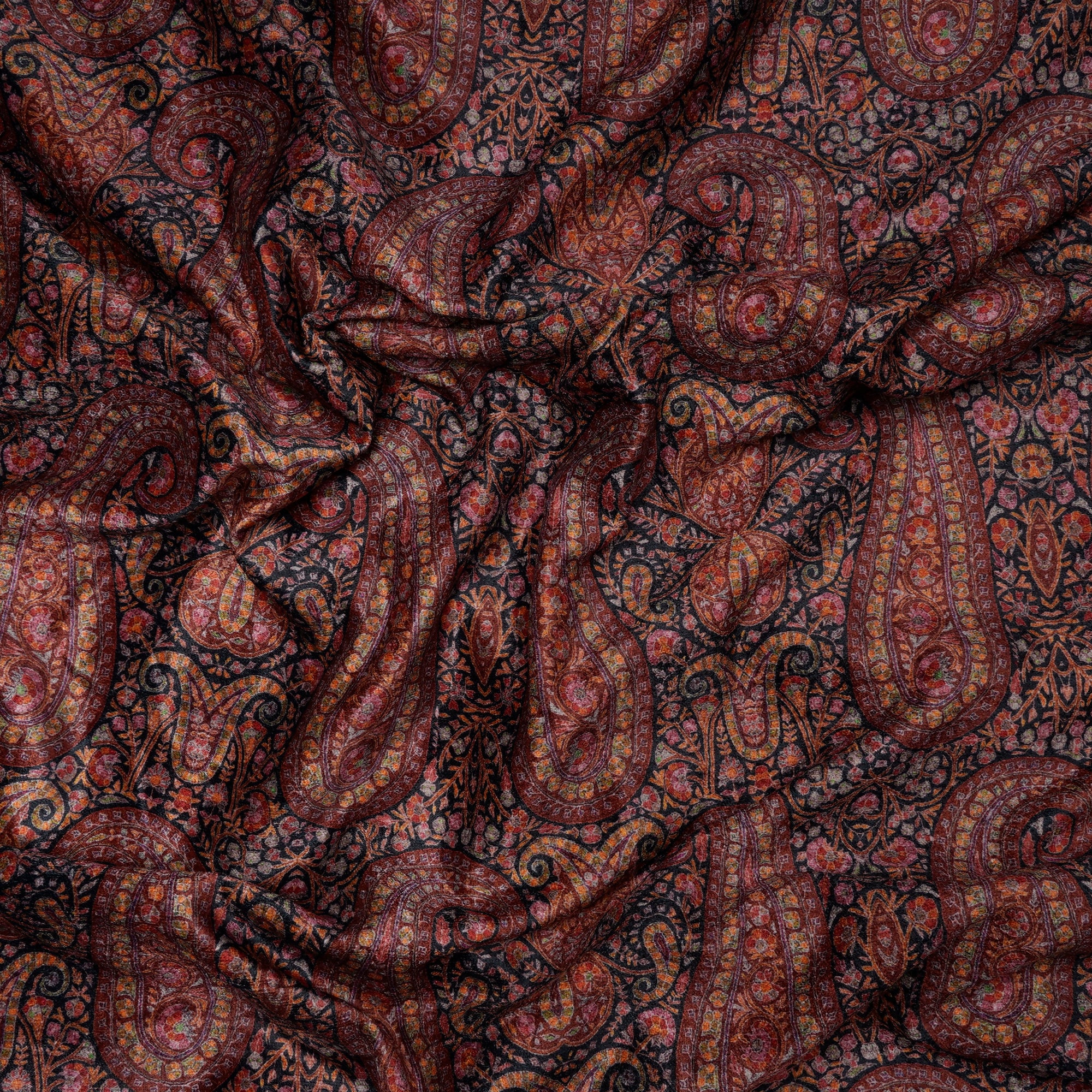 Multi Color Traditional Pattern Digital Print Imported Polyester Velvet Fabric (44" Width)