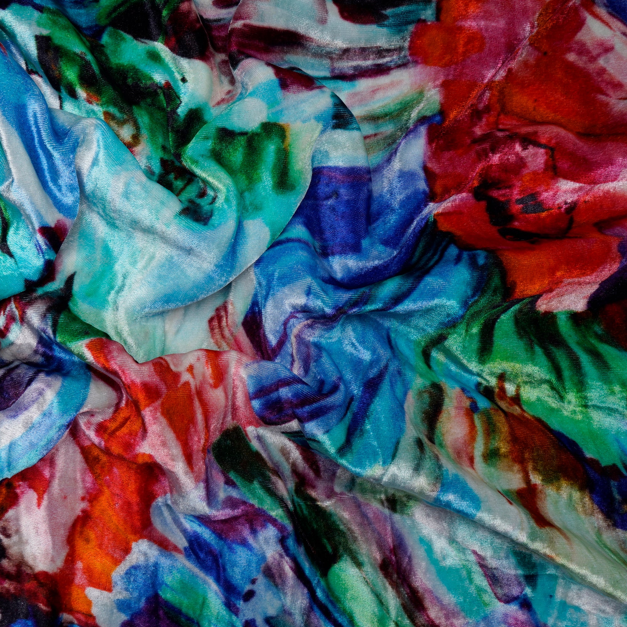 Multi Color Abstract Pattern Digital Print Imported Silk Velvet Fabric (44" Width)