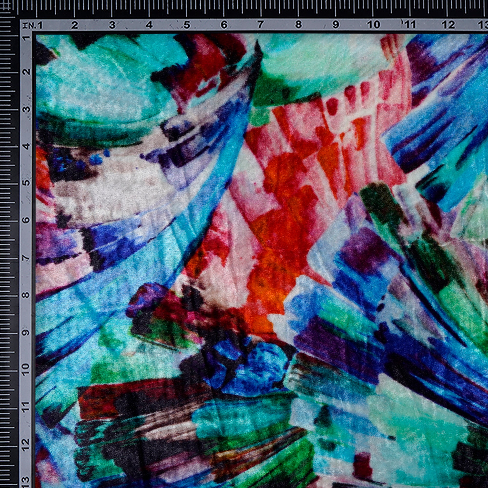 Multi Color Abstract Pattern Digital Print Imported Silk Velvet Fabric (44" Width)