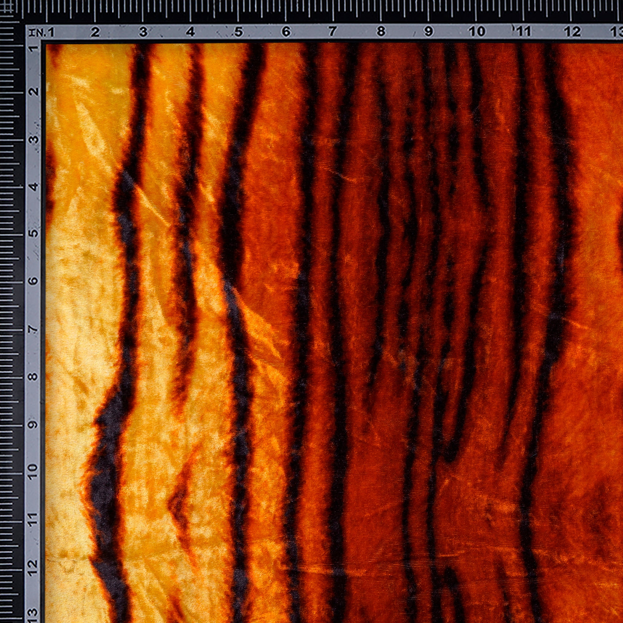 Orange-Yellow Abstract Pattern Digital Print Imported Silk Velvet Fabric (44" Width)
