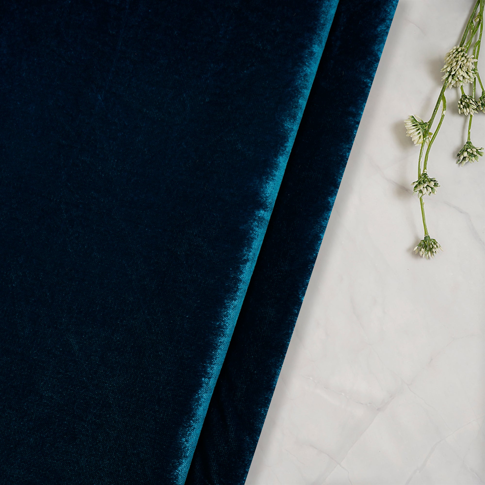 Lyons Blue Imported Viscose Velvet Fabric (44" Width)