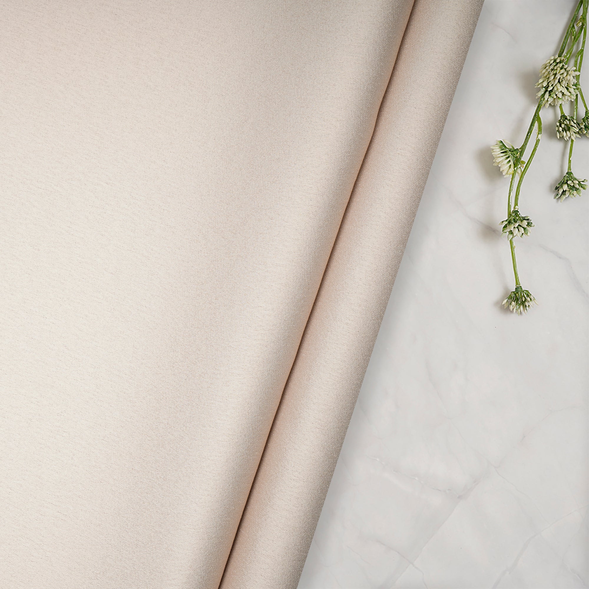 Cream Solid Dyed Imported Back Moss Satin Fabric (60" Width)