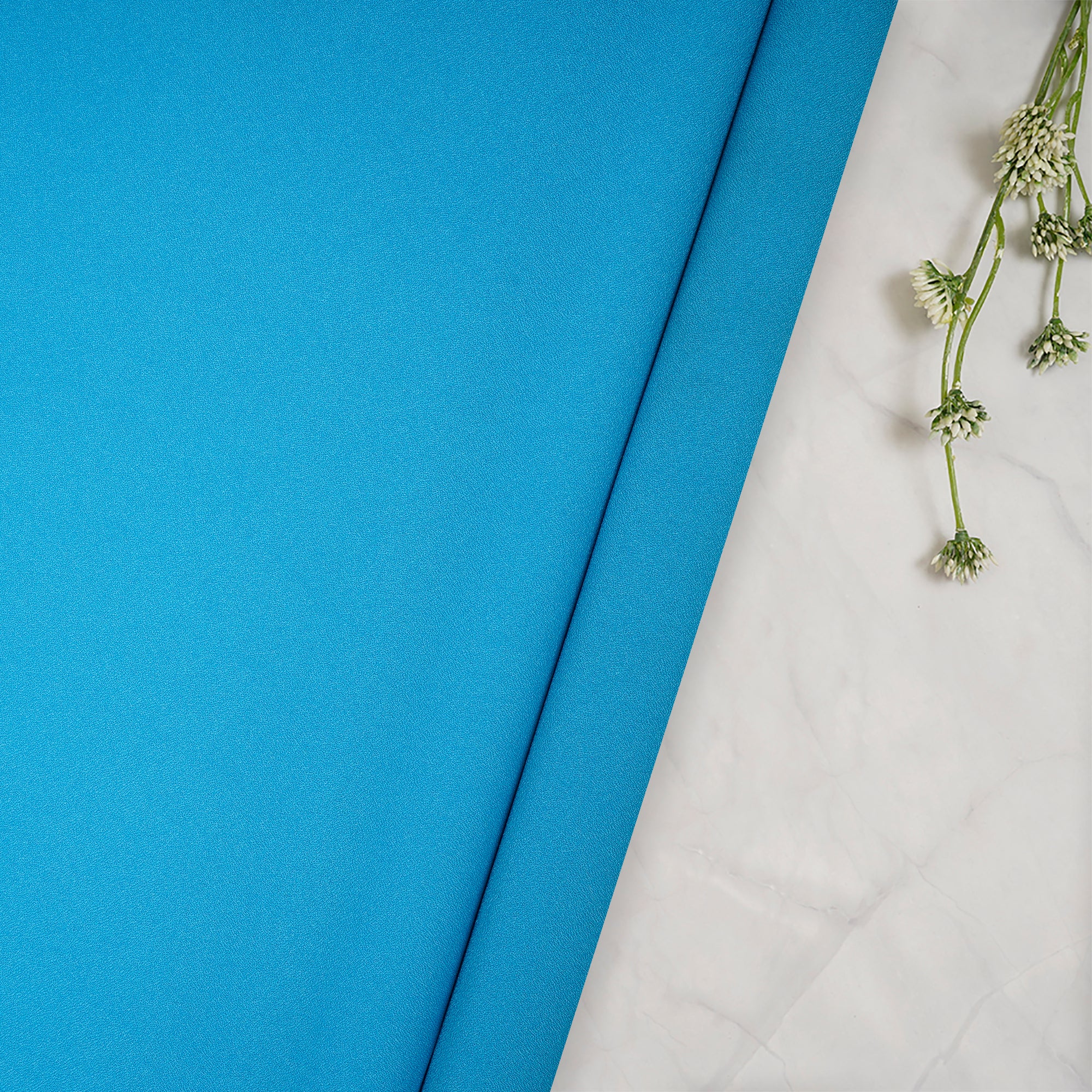 Sky Blue Solid Dyed Imported Moss Crepe Fabric (60" Width)