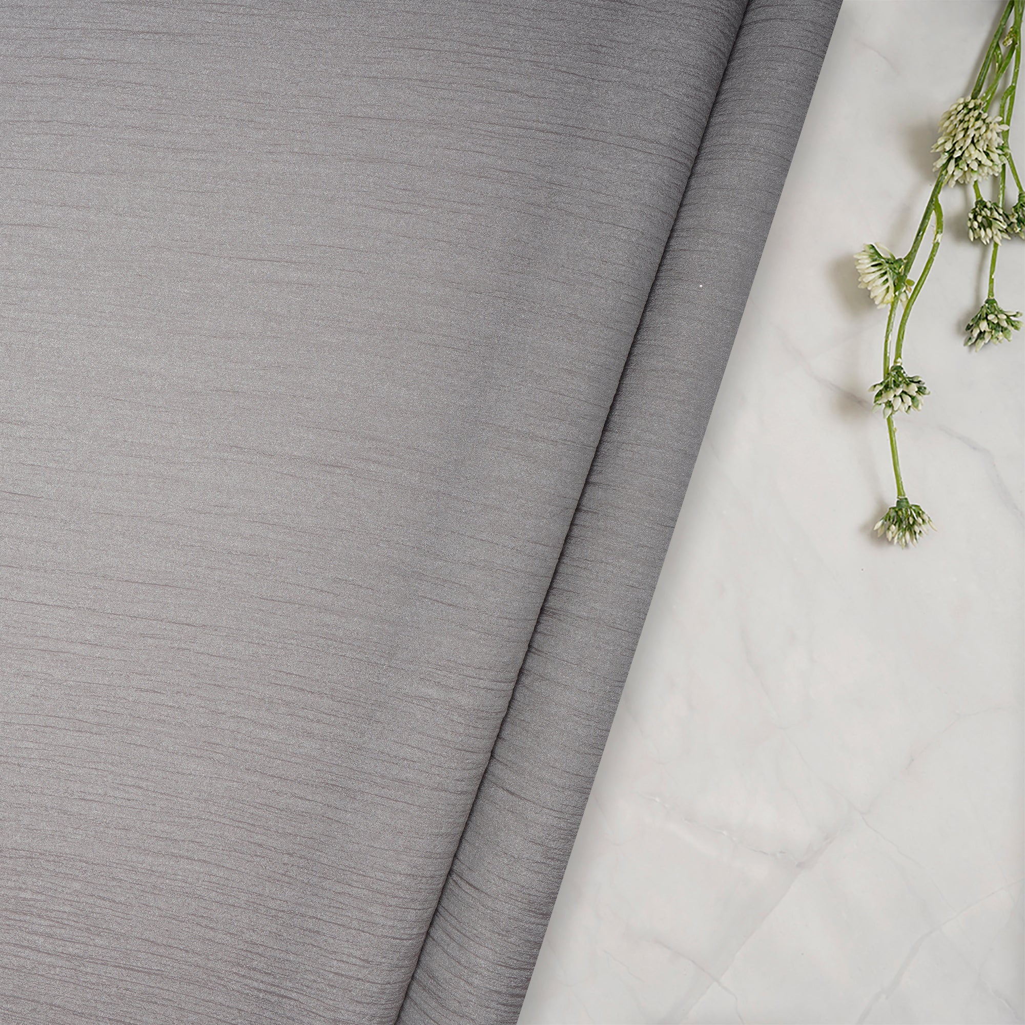 Gray Imported Crinkle Chiffon Organza Fabric (60" Width)