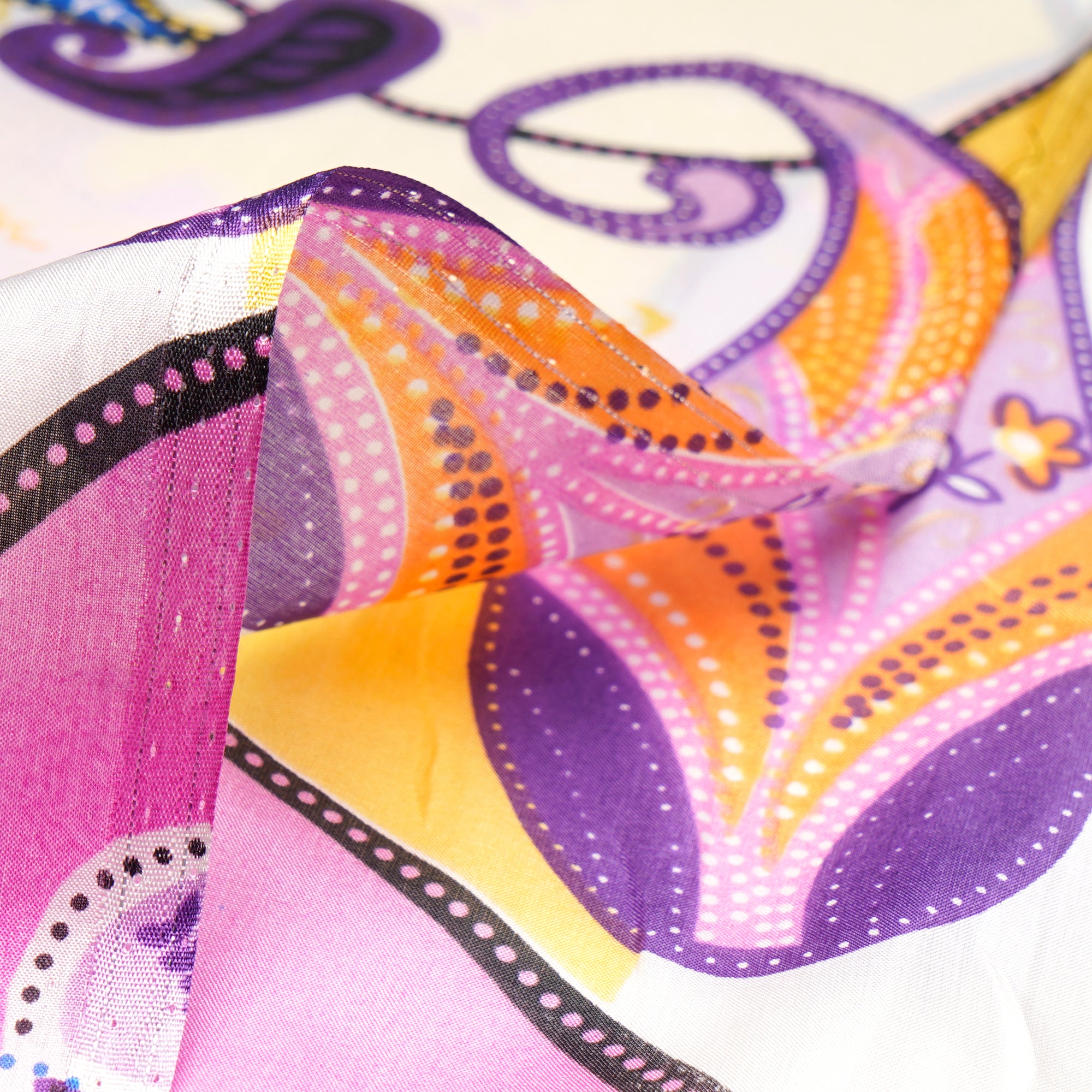 Multi Color Paisley Pattern Digital Print Imported Habutai Silk Fabric (54" Width)