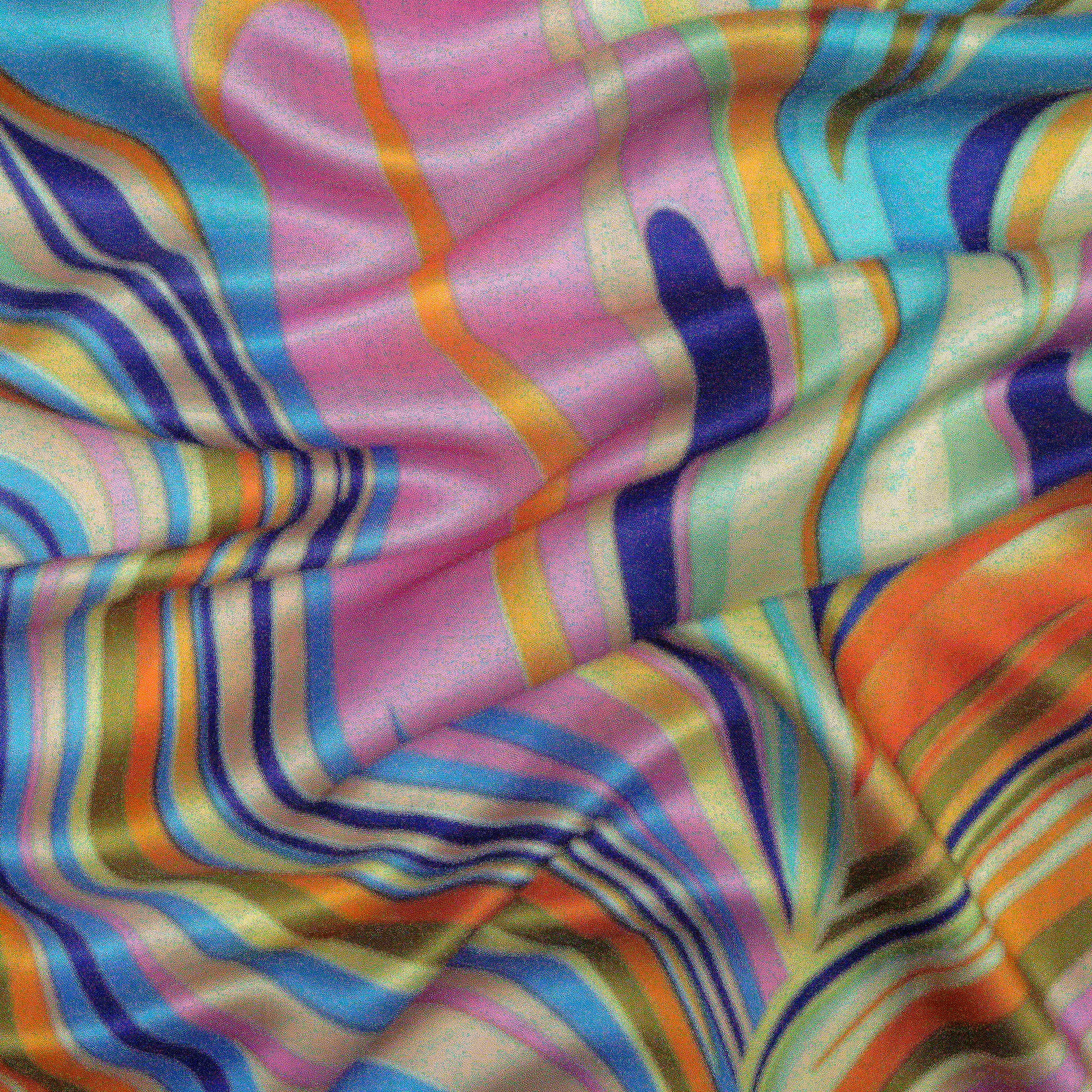 Multi Color Abstract Pattern Digital Print Imported Silk Satin Fabric (44" Width)