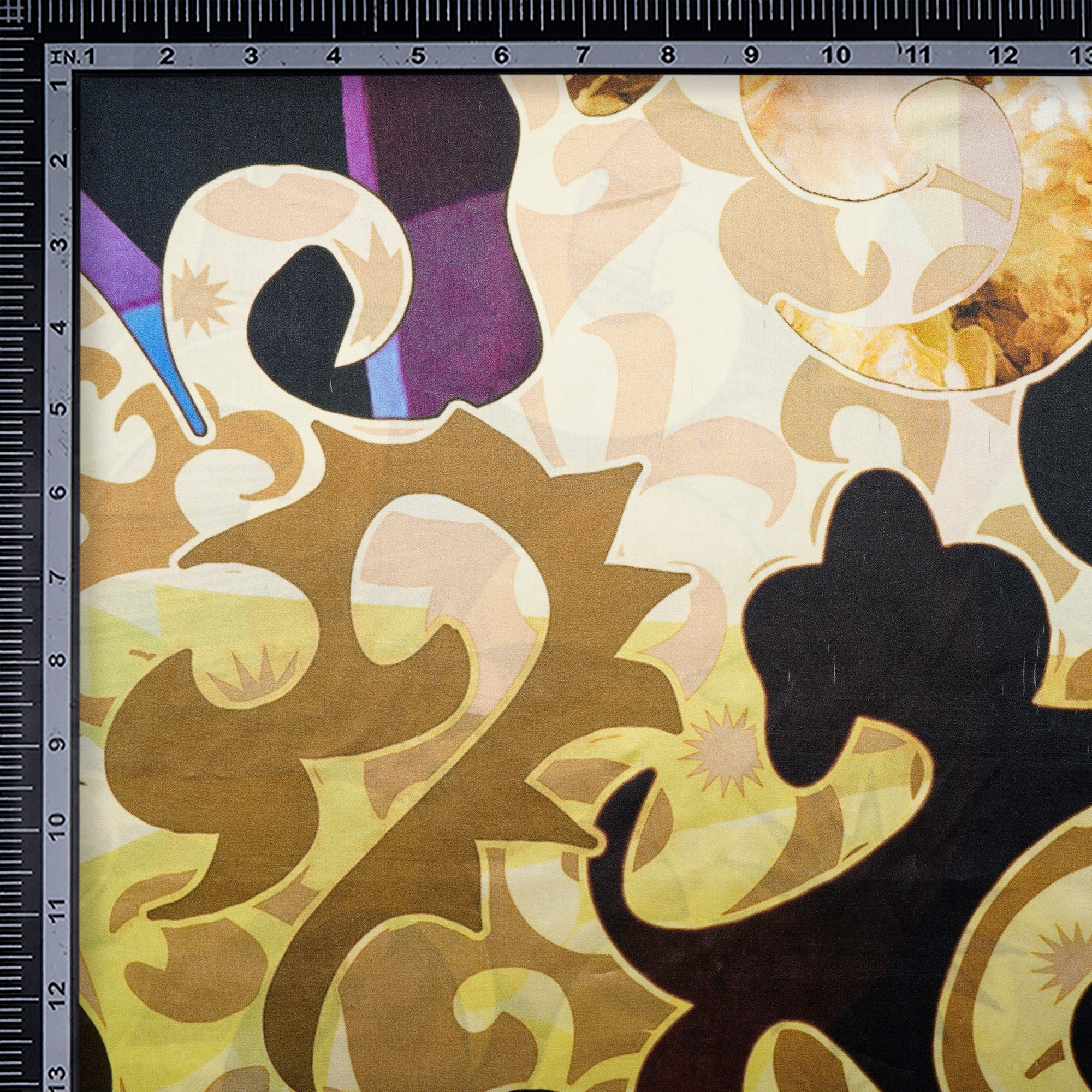 Buttermilk Animated Pattern Digital Print Imported Silk Satin Fabric (44" Width)