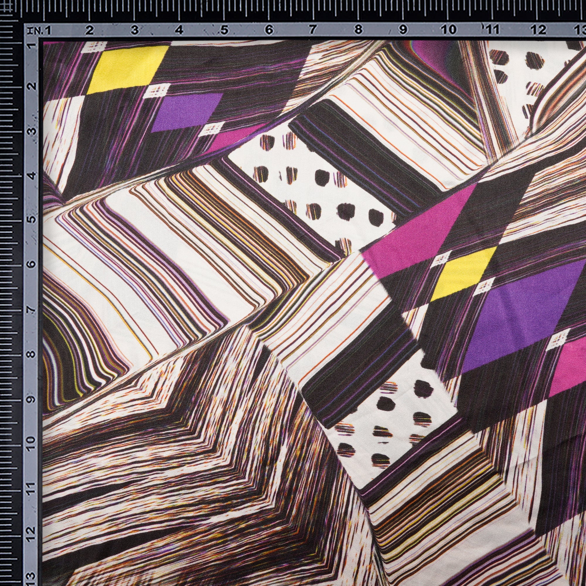 Multi Color Abstract Pattern Digital Print Imported Silk Satin Fabric (44" Width)