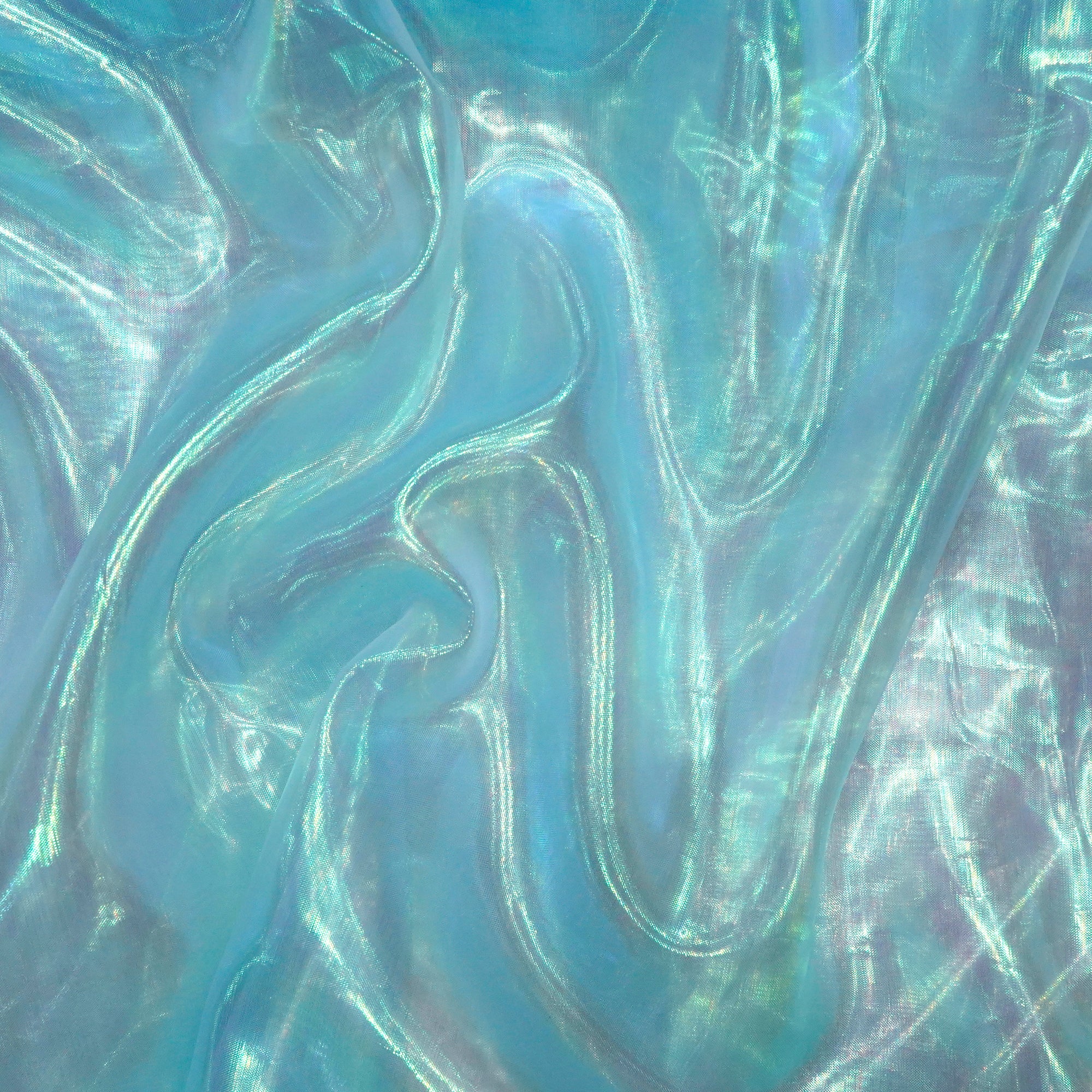 Ice Blue Imported Glass Lama Organza Fabric (60" Width)