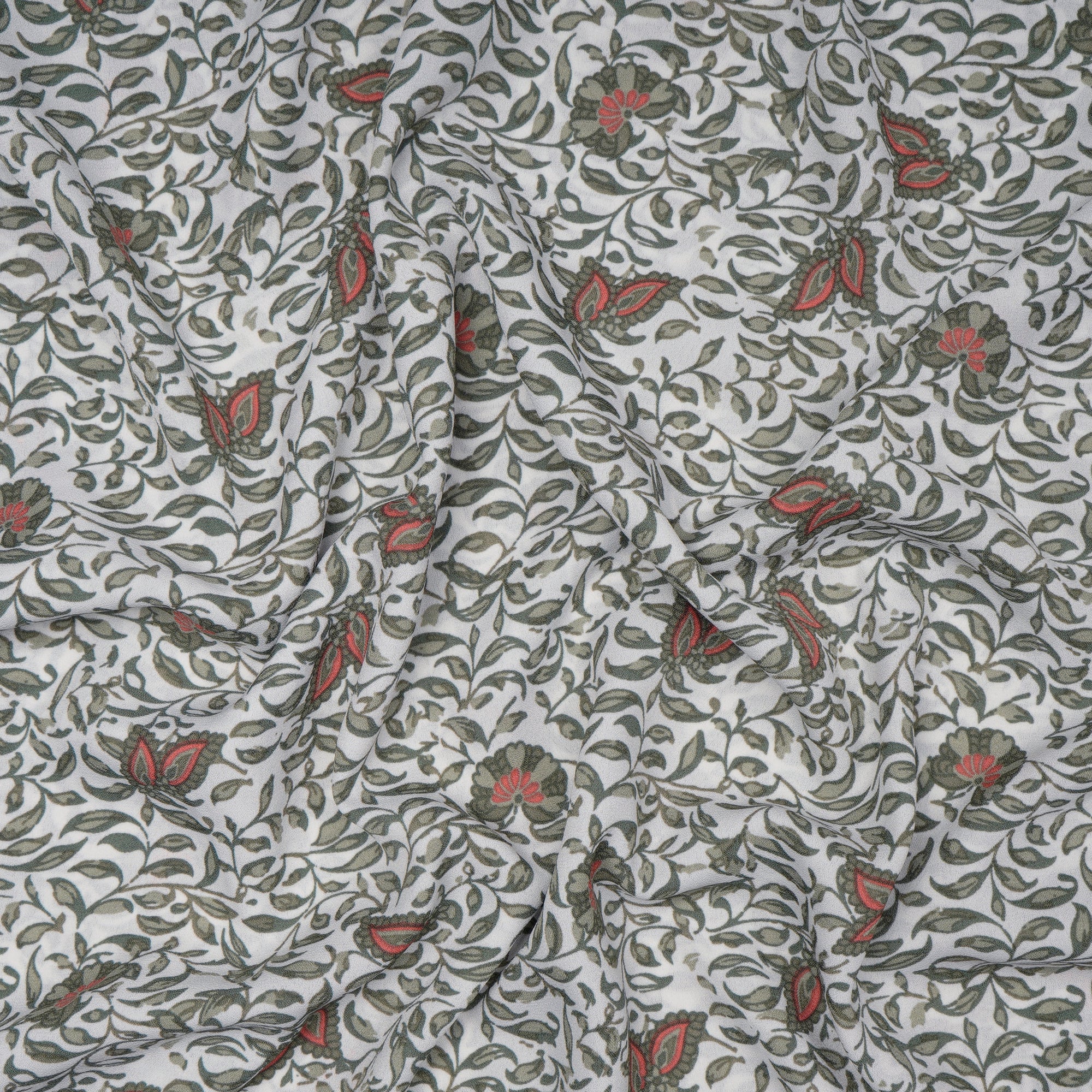 Olive Leaf Pattern Digital Print Imported Royal Georgette Fabric (60" Width)