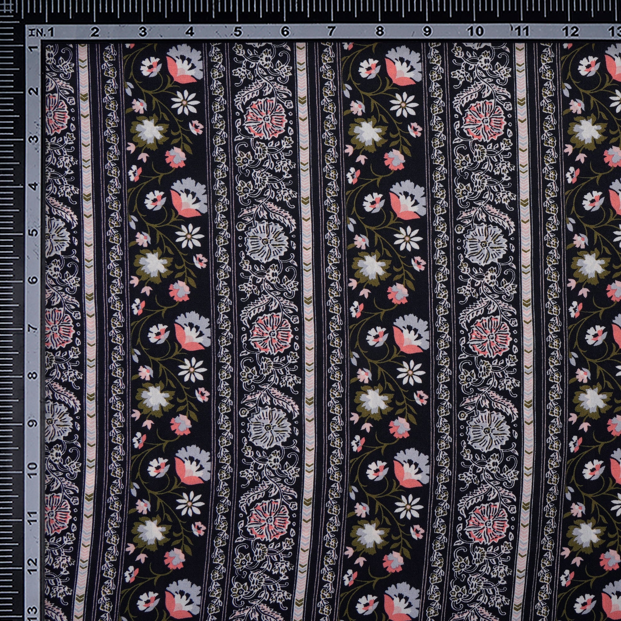 Black-Green Floral Pattern Digital Print Imported Royal Georgette Fabric (60" Width)