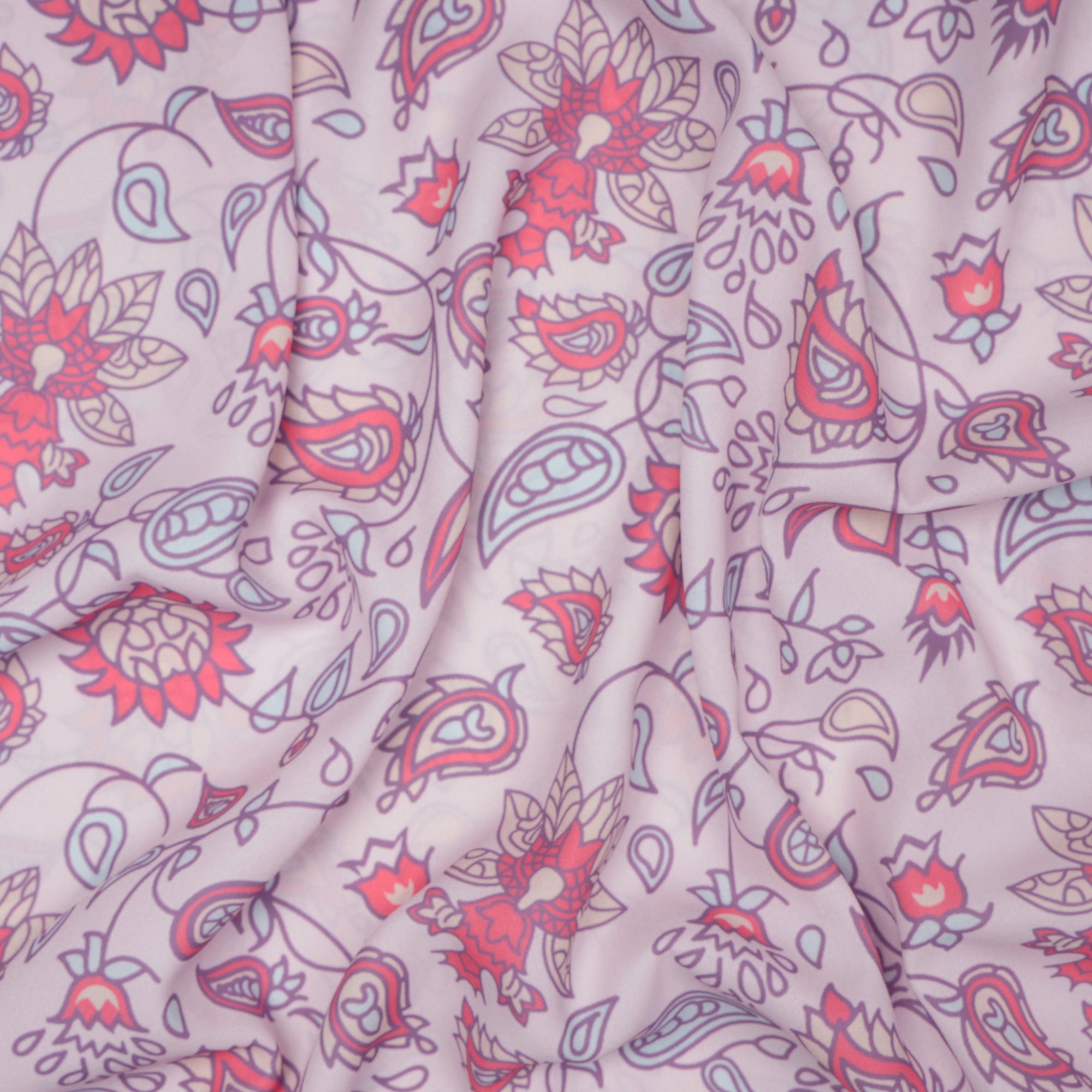 Baby Pink Floral Pattern Digital Print Imported Royal Georgette Fabric (60" Width)