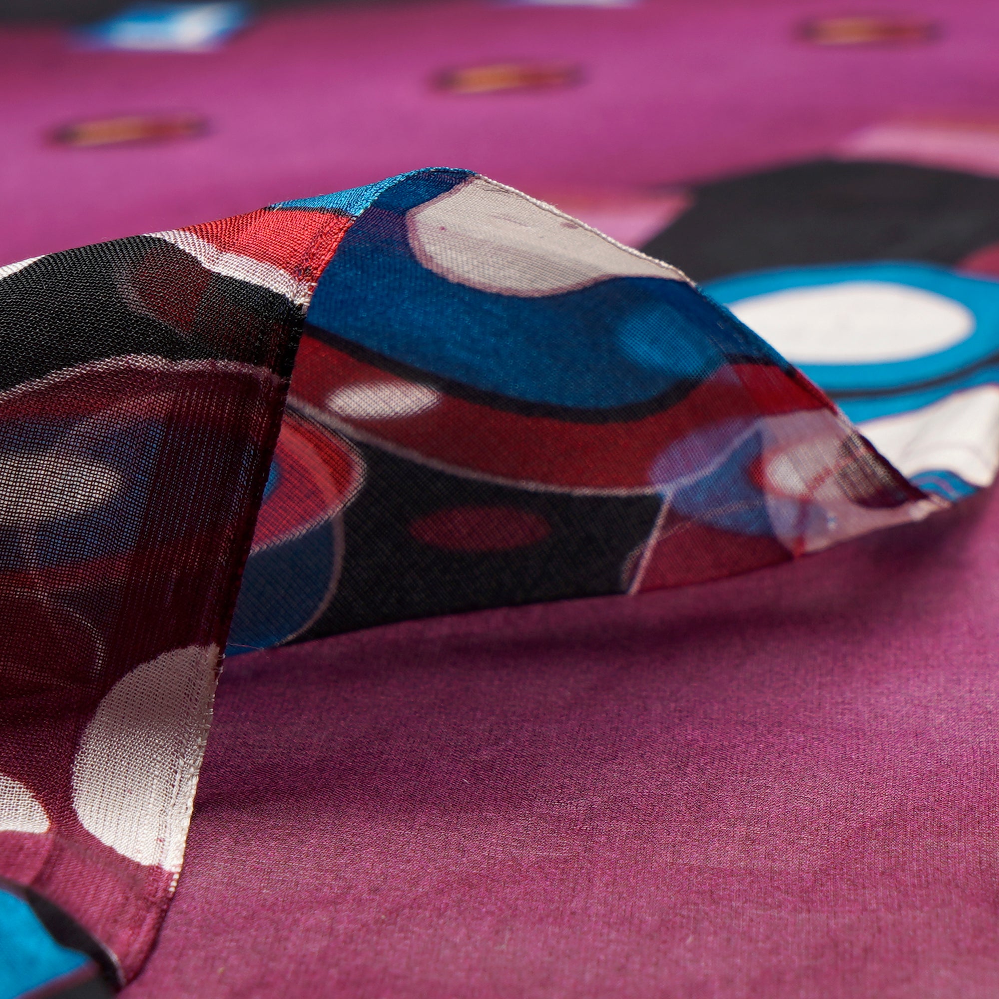 Multi Color Geometric Pattern Digital Print Imported Flat Chiffon Silk Fabric (54" Width)