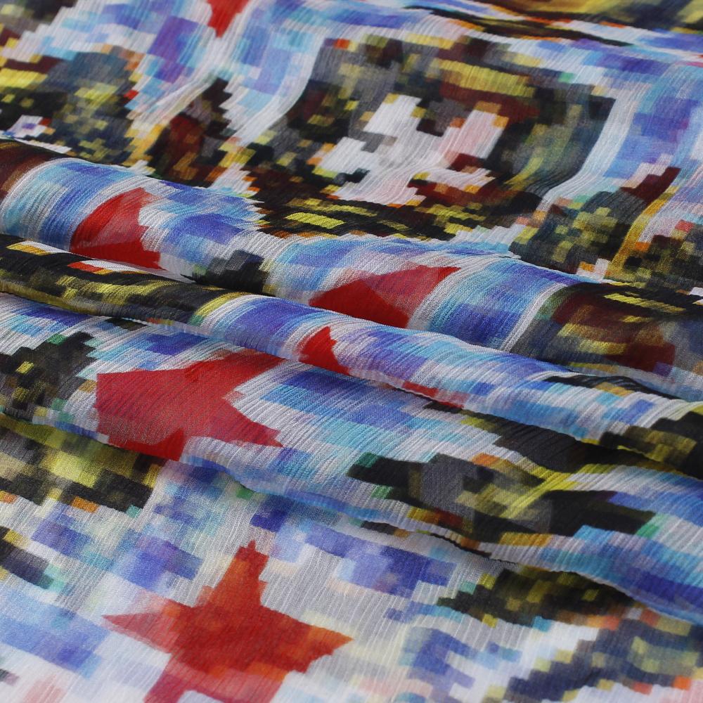 (Pre Cut 2.70 Mtr Piece) Multi Color Printed Chiffon Silk Fabric