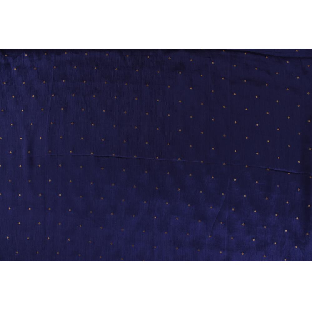 (Pre Cut 2.20 Mtr Piece) Blue-Golden Color Handwoven Brocade Fabric