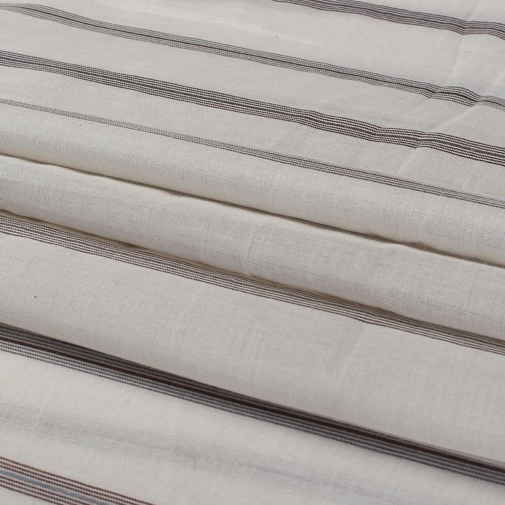 (Pre Cut 2.35 Mtr Piece) White-Rust Color Pure Cotton Fabric