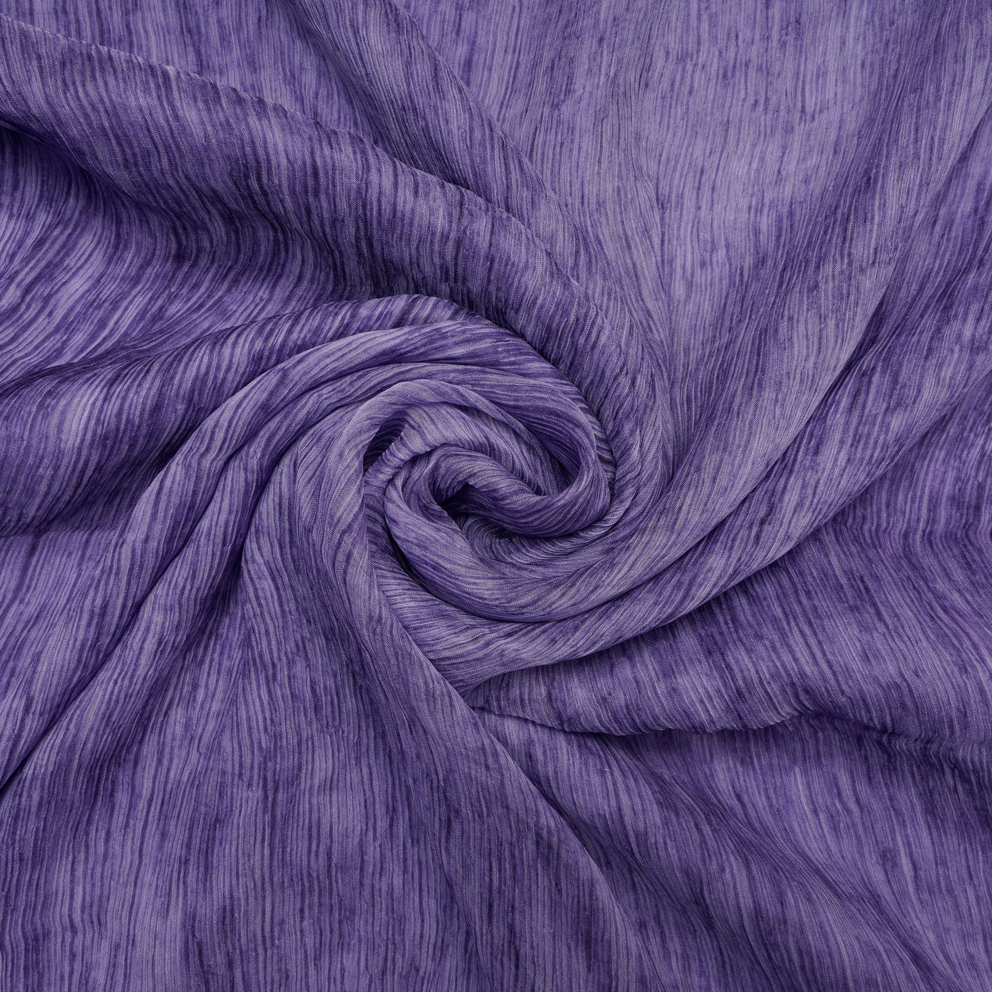 (Pre-Cut 3.40 Mtr)Purple Hand Painted Chiffon Silk Fabric