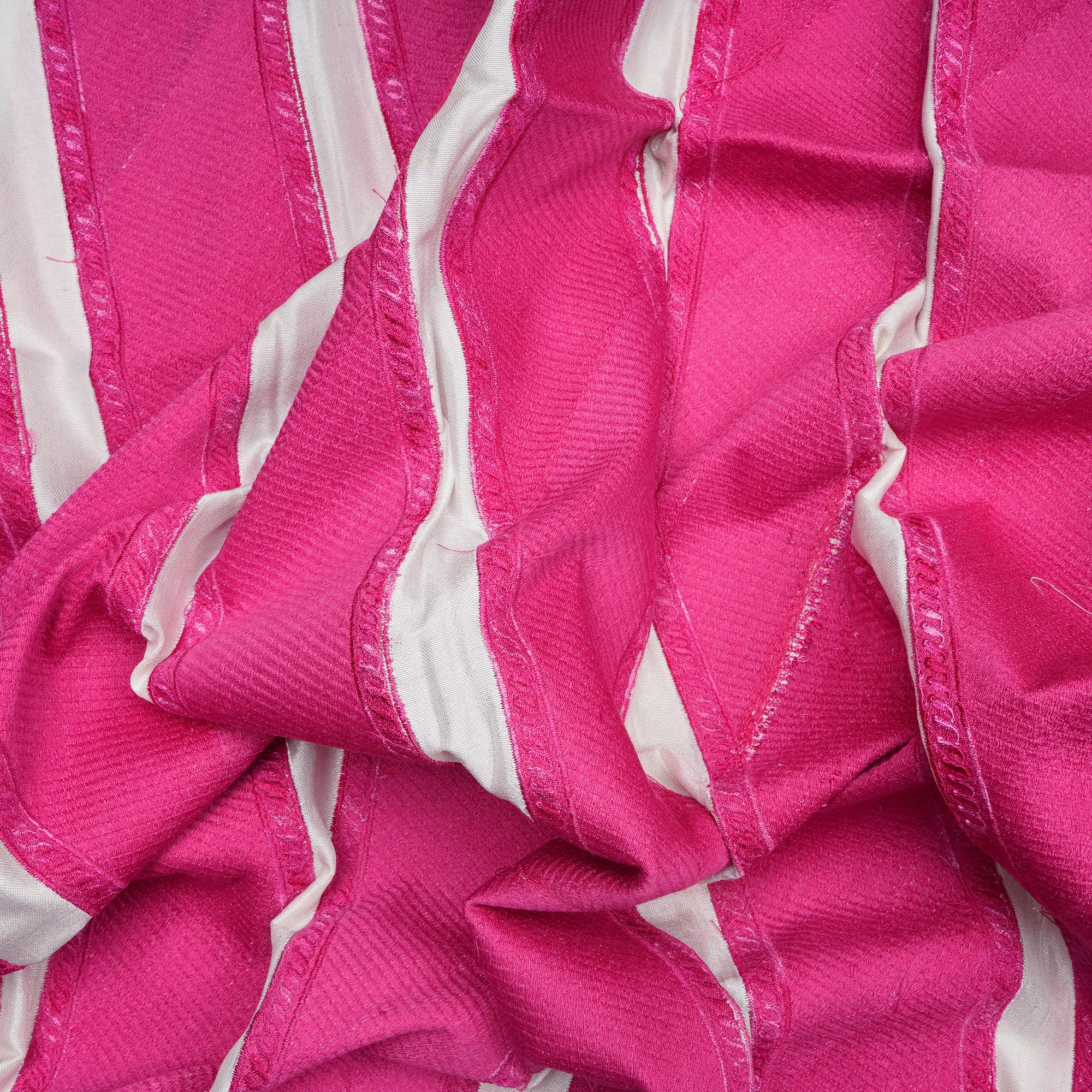 (Pre Cut 2.40 Mtr Piece) Pink Color Embroidered Polyester Fabric