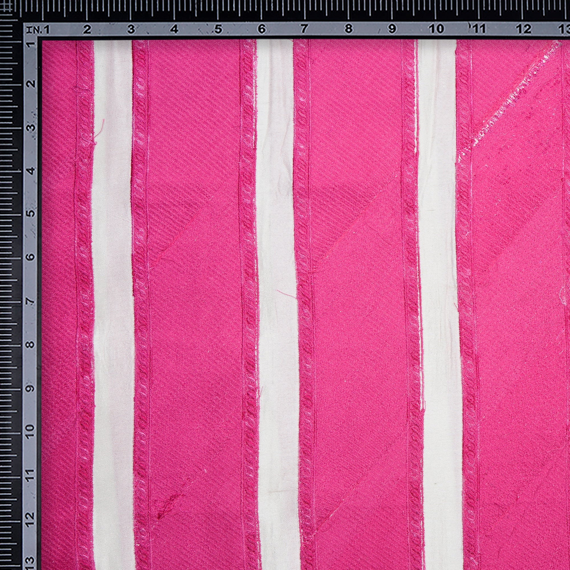 (Pre Cut 2.40 Mtr Piece) Pink Color Embroidered Polyester Fabric