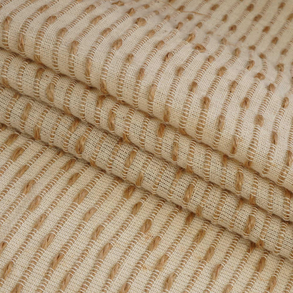 (Pre Cut 0.50 Mtr Piece) Cream-Beige Color Cotton Jute Fabric