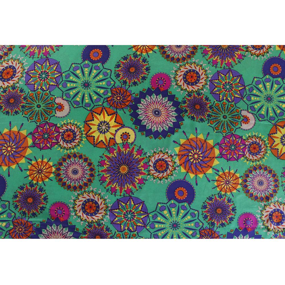 (Pre Cut 2.50 Mtr Piece) Multi Color Printed Poly Crepe Fabric