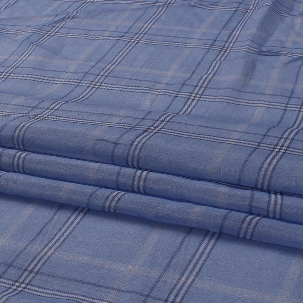 (Pre Cut 2.80 Mtr Piece) Light Blue Color Digital Printed Pure Chanderi Fabric