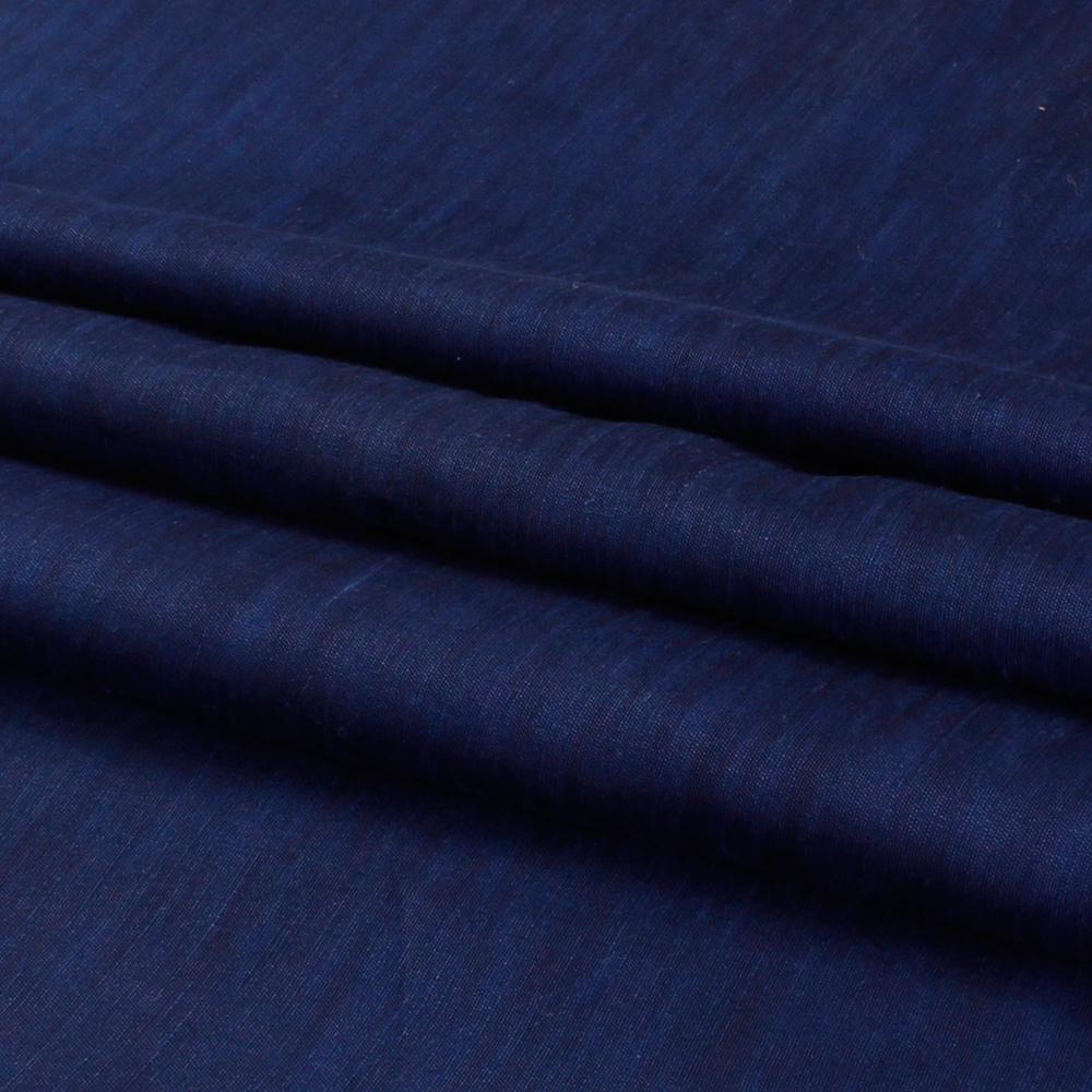 (Pre Cut 0.40 Mtr Piece) Dark Blue Color Bemberg Linen Fabric