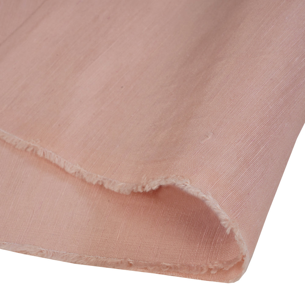 (Pre Cut 0.70 Mtr Piece) Peach Color Bemberg Linen Fabric
