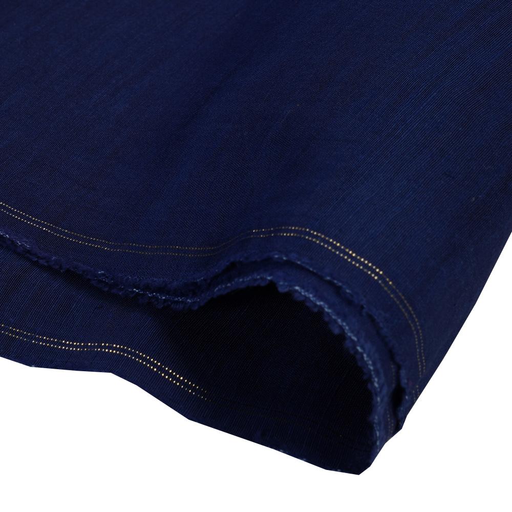 (Pre Cut 0.85 Mtr Piece) Dark Blue Color Bemberg Linen Fabric