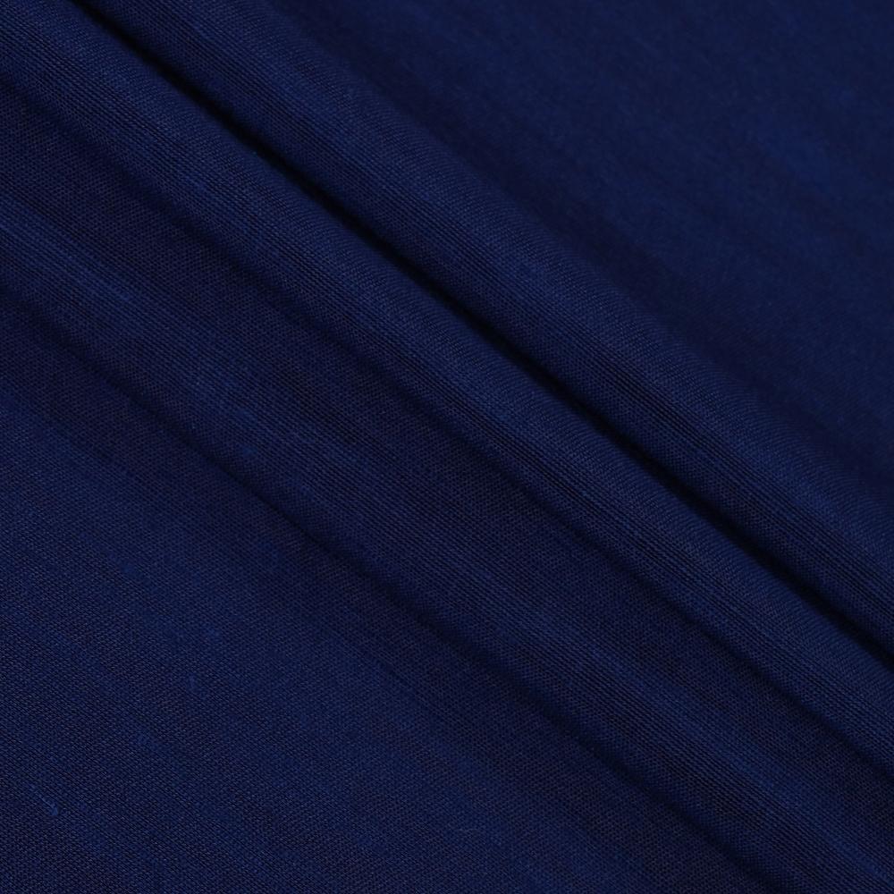 (Pre Cut 0.85 Mtr Piece) Dark Blue Color Bemberg Linen Fabric