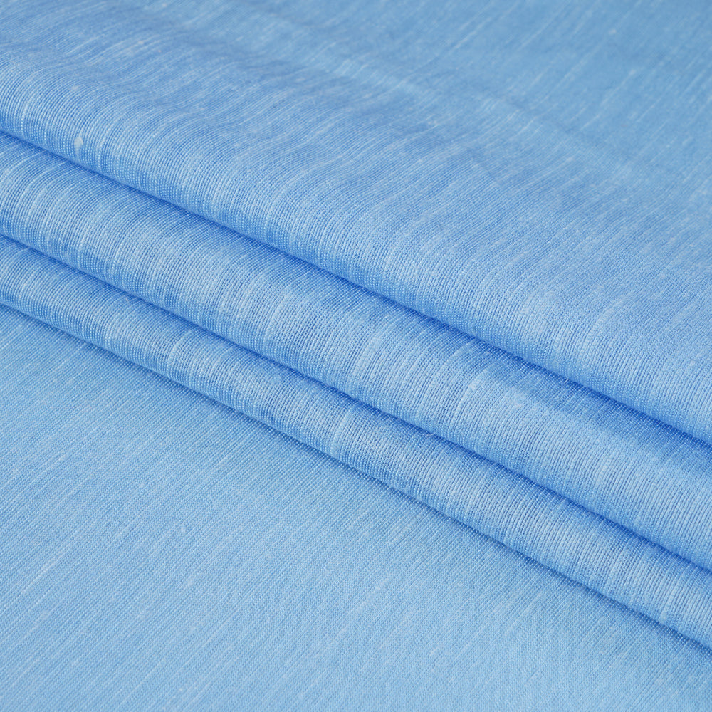 (Pre Cut 0.90 Mtr Piece) Sky Blue Color Bemberg Linen Fabric